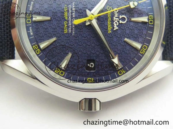 Omega Aqua Terra 15007 Gauss “Spectre” VSF 1:1 Best Edition Blue Textured Dial on Blue Nylon Strap A8507 Super Clone
