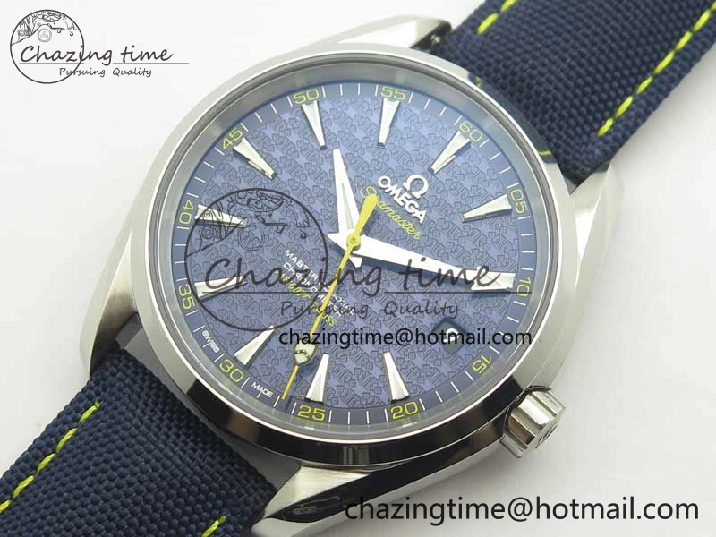 Omega Aqua Terra 15007 Gauss “Spectre” VSF 1:1 Best Edition Blue Textured Dial on Blue Nylon Strap A8507 Super Clone