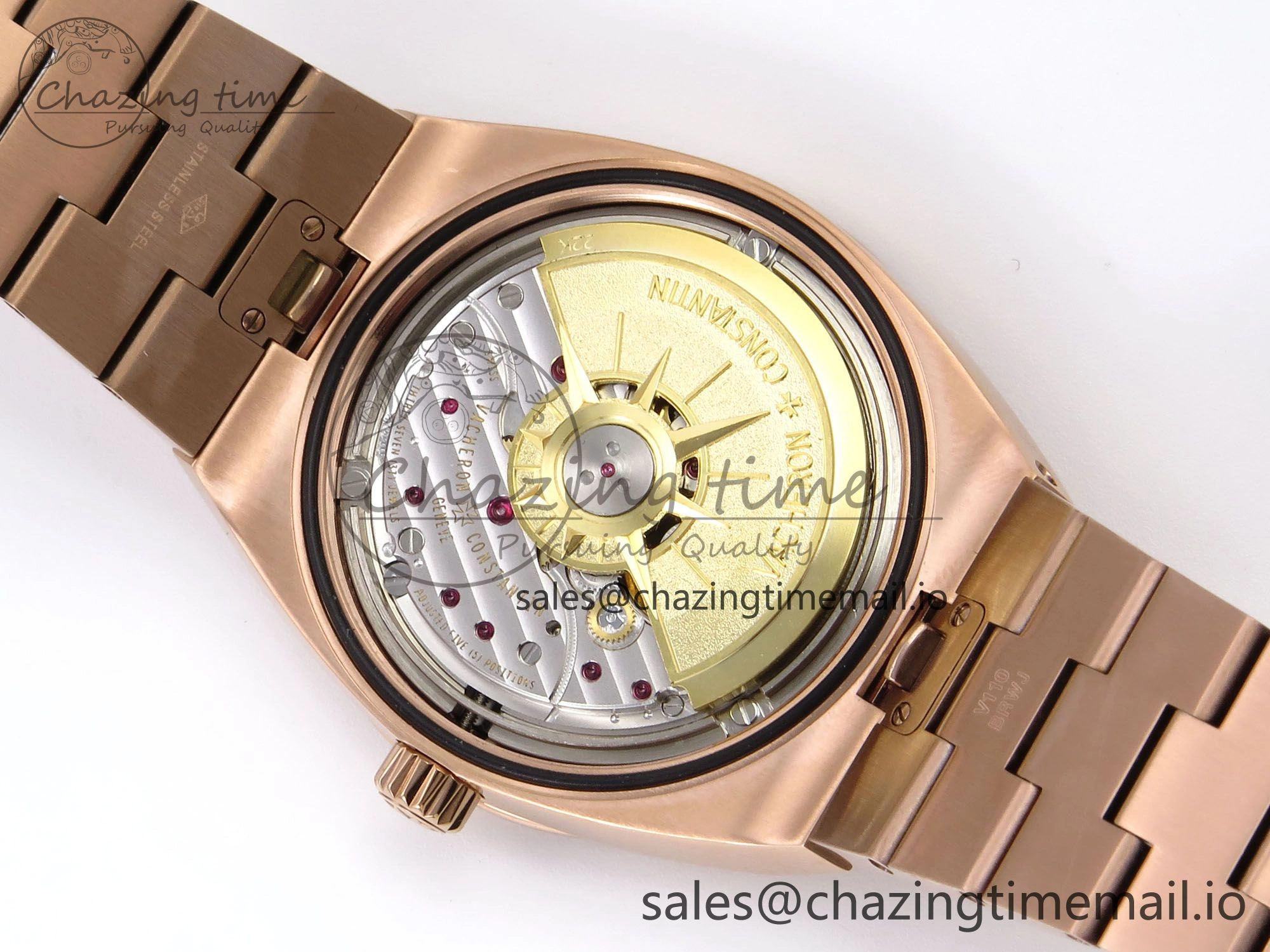 Overseas 4500V RG 8F 1:1 Best Edition Blue Dial on RG Bracelet A5100