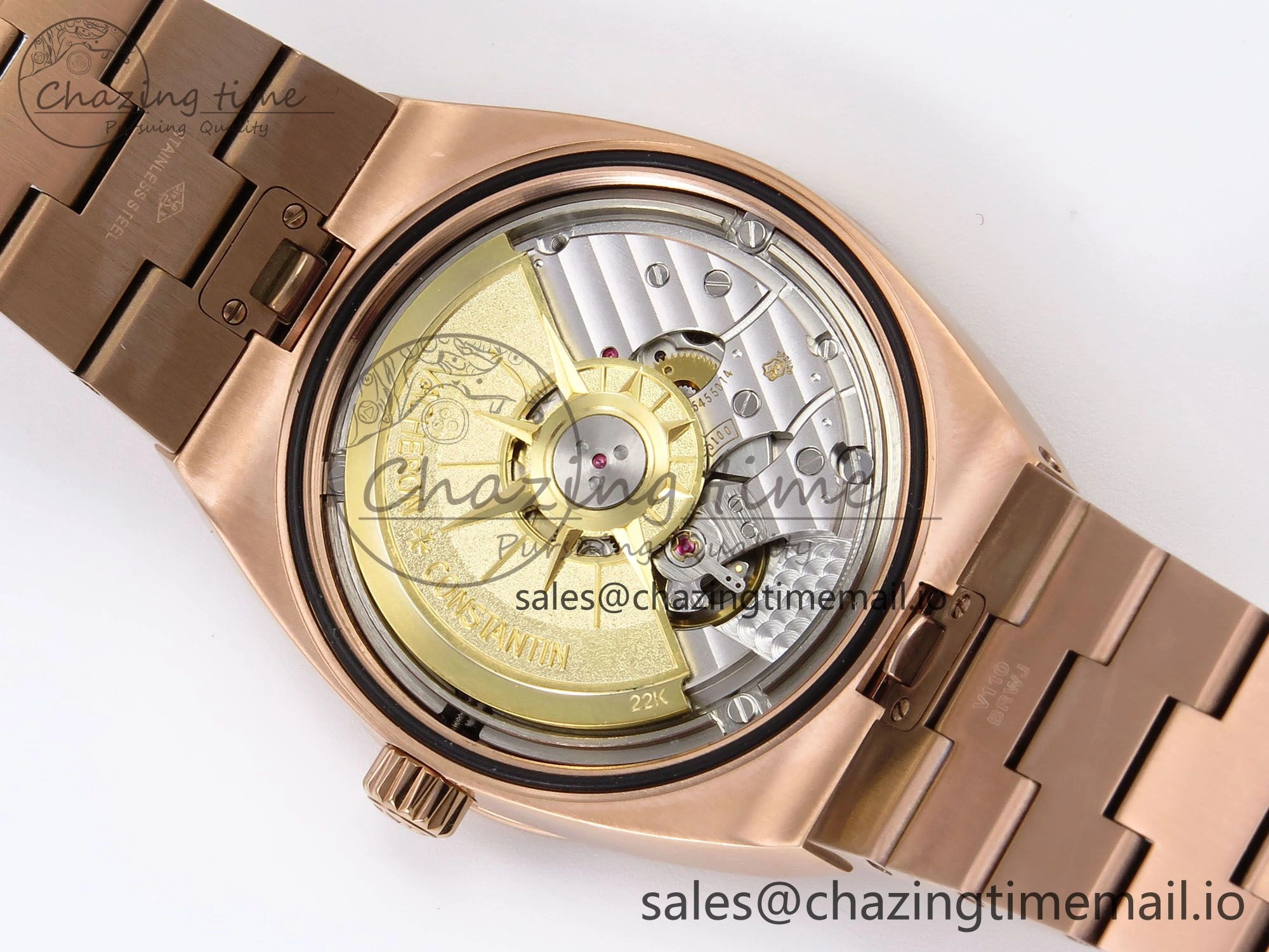 Overseas 4500V RG 8F 1:1 Best Edition Blue Dial on RG Bracelet A5100