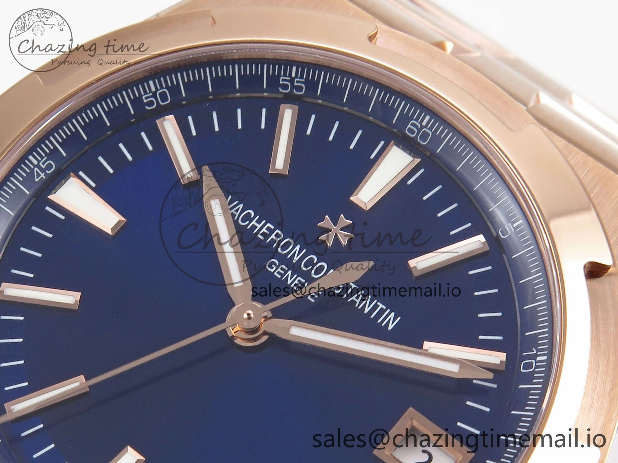 Overseas 4500V RG 8F 1:1 Best Edition Blue Dial on RG Bracelet A5100