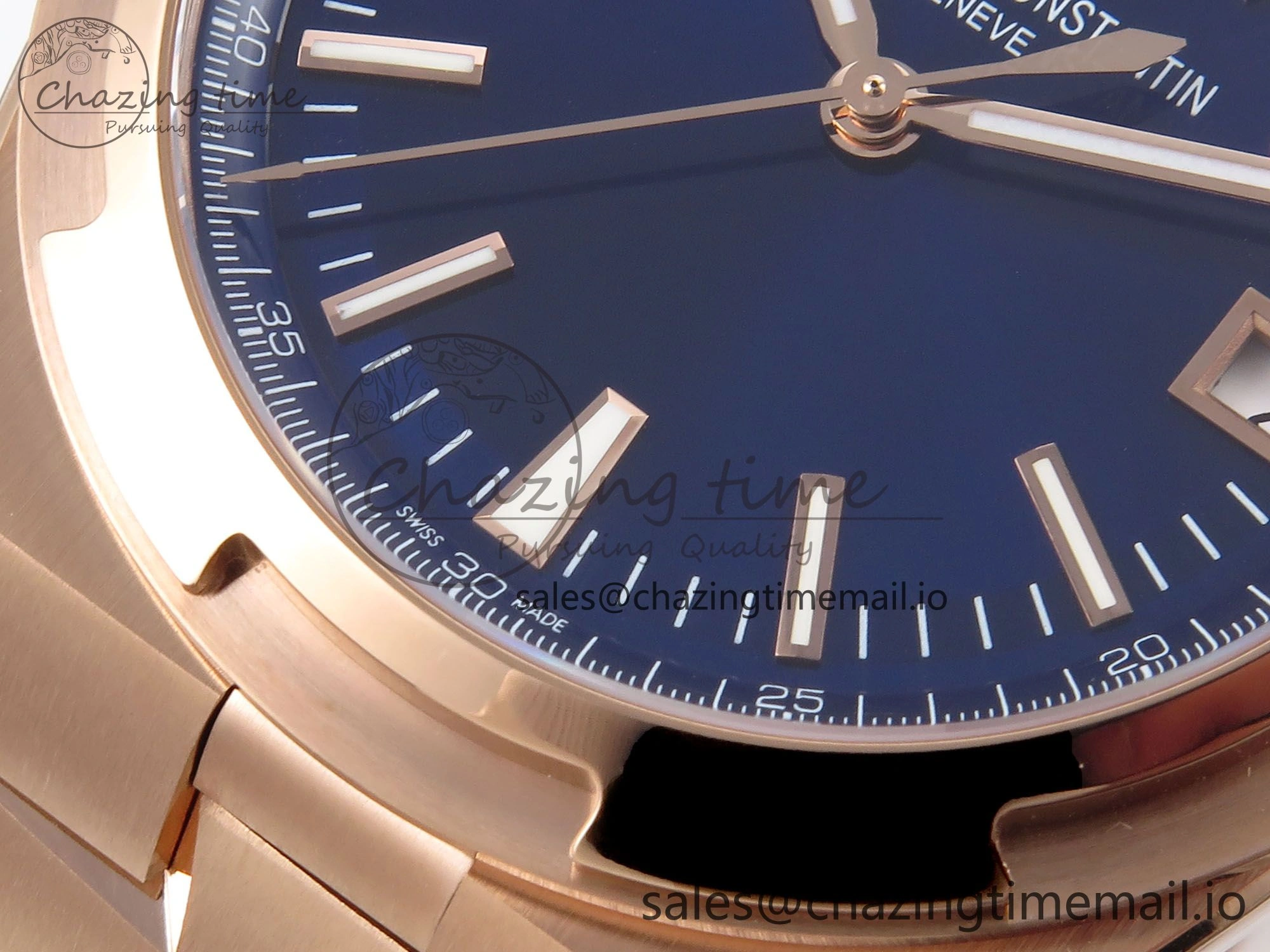 Overseas 4500V RG 8F 1:1 Best Edition Blue Dial on RG Bracelet A5100