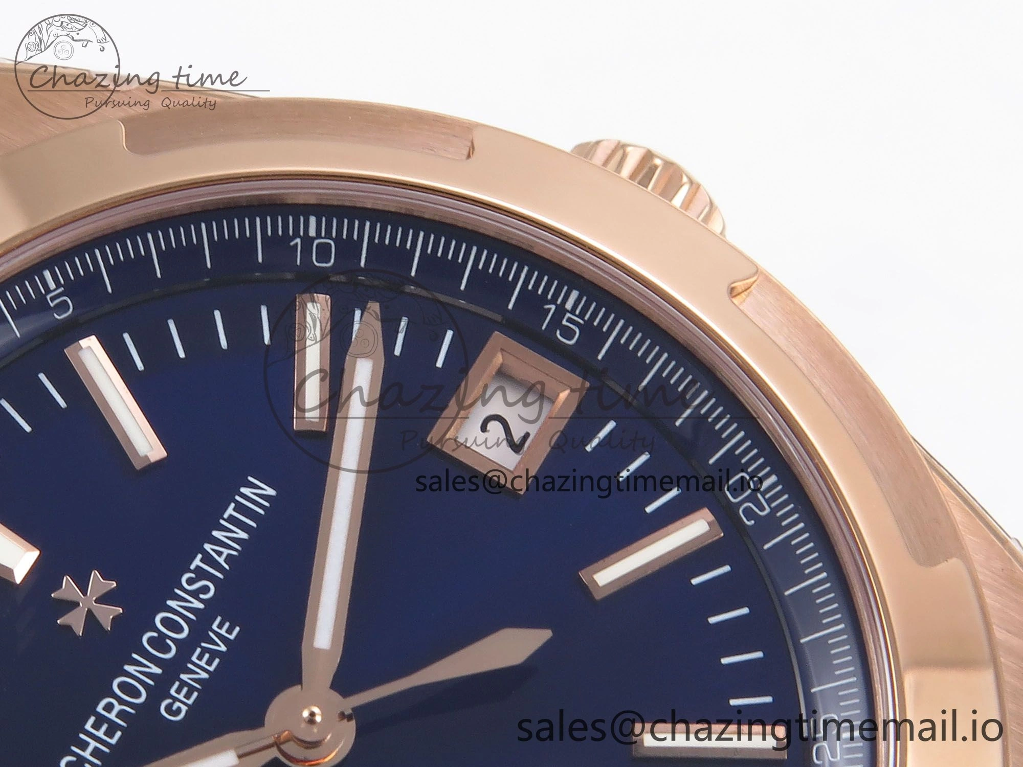 Overseas 4500V RG 8F 1:1 Best Edition Blue Dial on RG Bracelet A5100