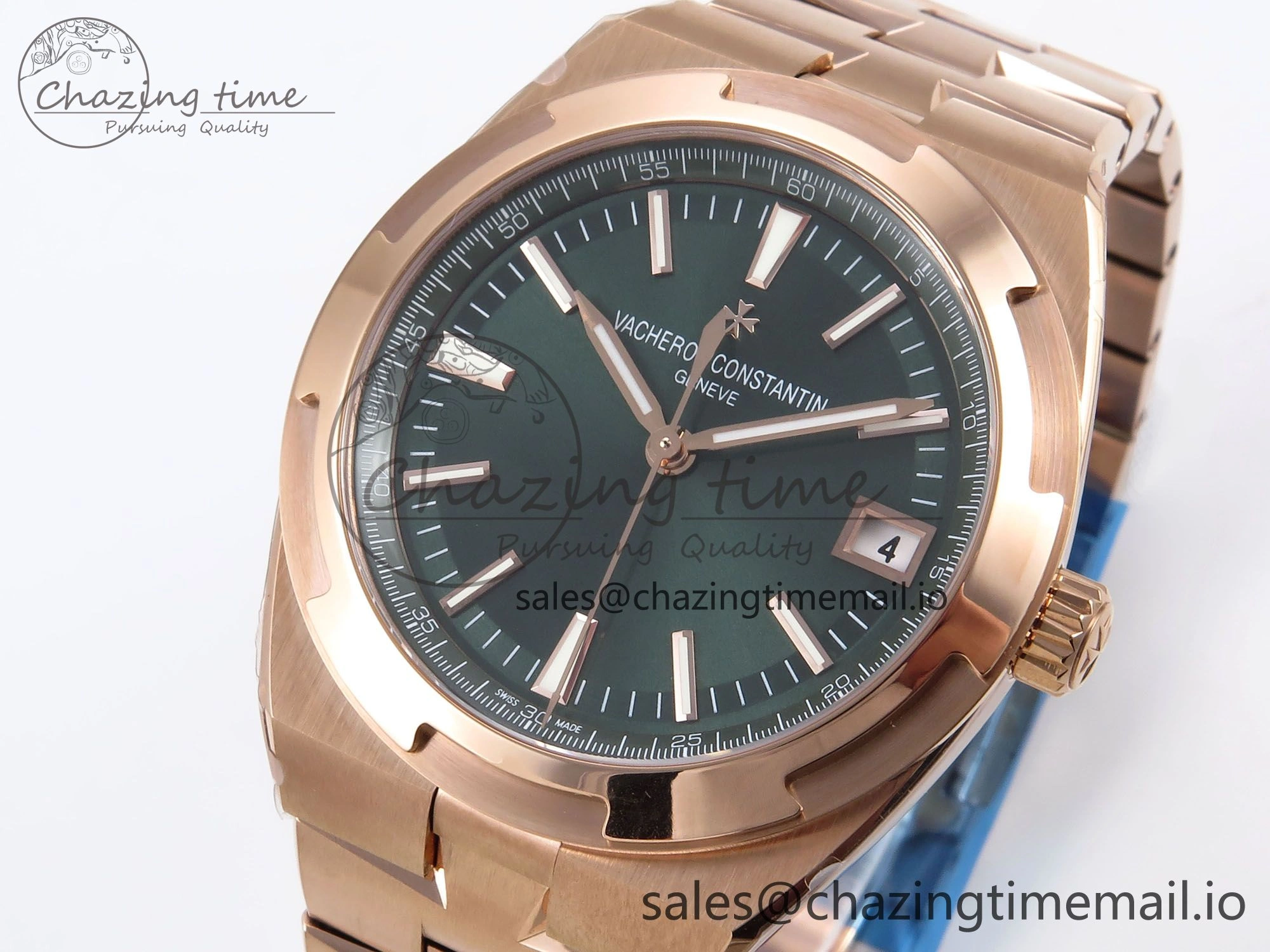 Overseas 4500V RG 8F 1:1 Best Edition Green Dial on RG Bracelet A5100