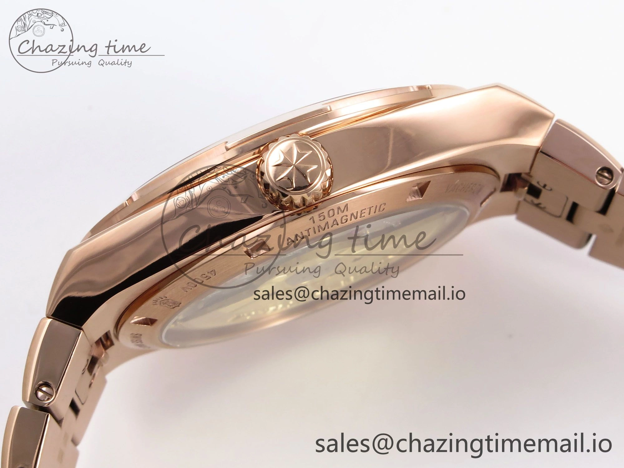 Overseas 4500V RG 8F 1:1 Best Edition White Dial on RG Bracelet A5100