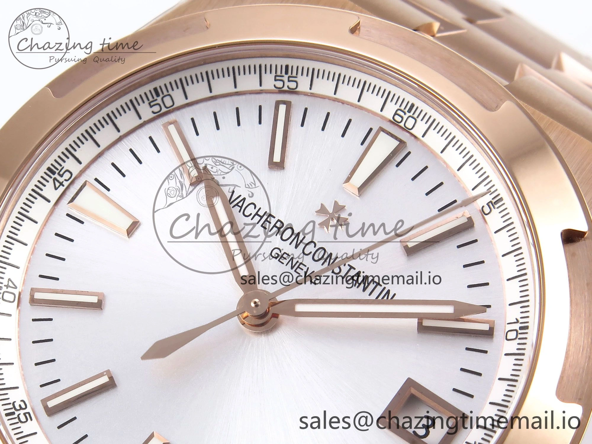 Overseas 4500V RG 8F 1:1 Best Edition White Dial on RG Bracelet A5100