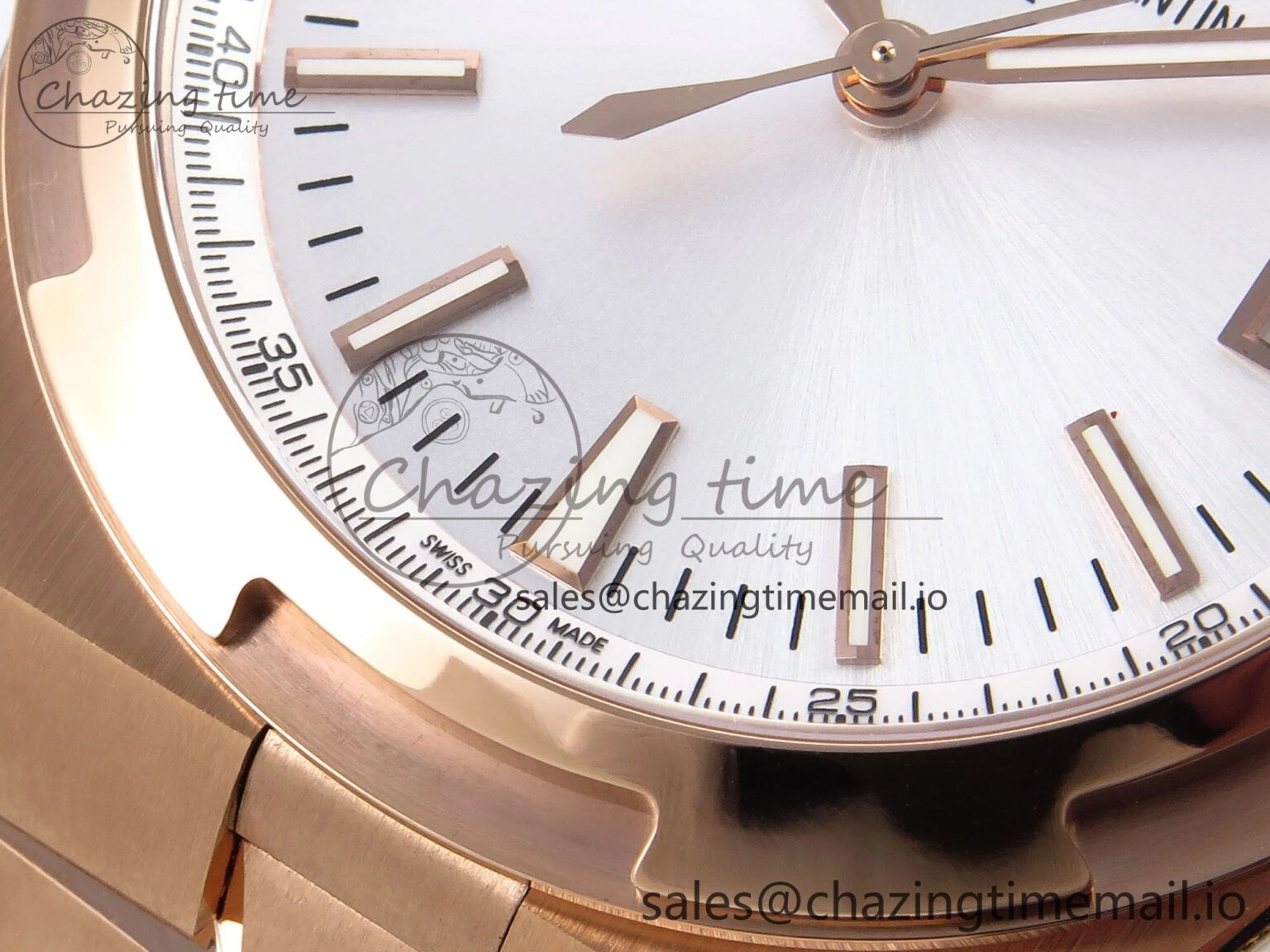 Overseas 4500V RG 8F 1:1 Best Edition White Dial on RG Bracelet A5100