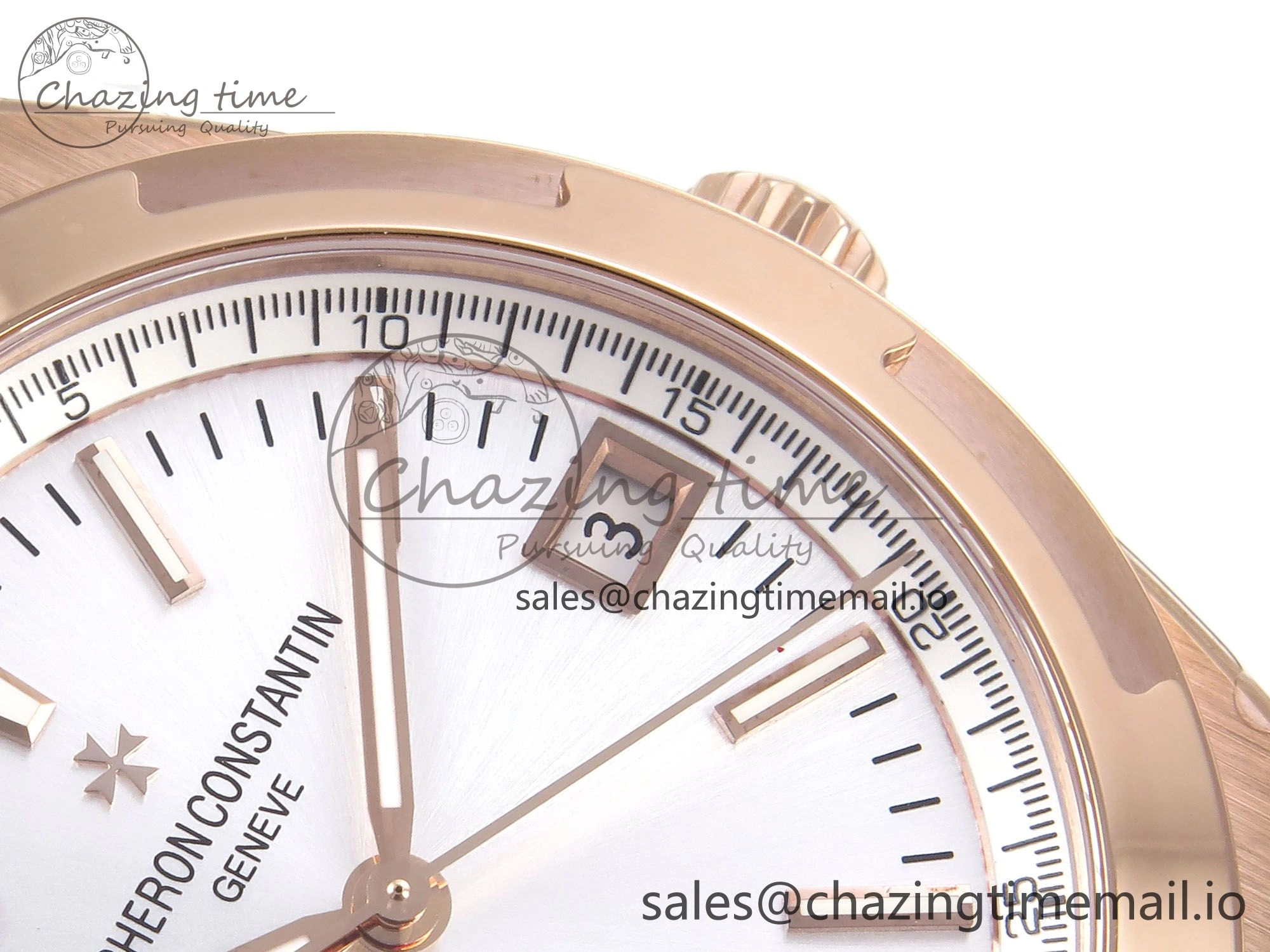 Overseas 4500V RG 8F 1:1 Best Edition White Dial on RG Bracelet A5100