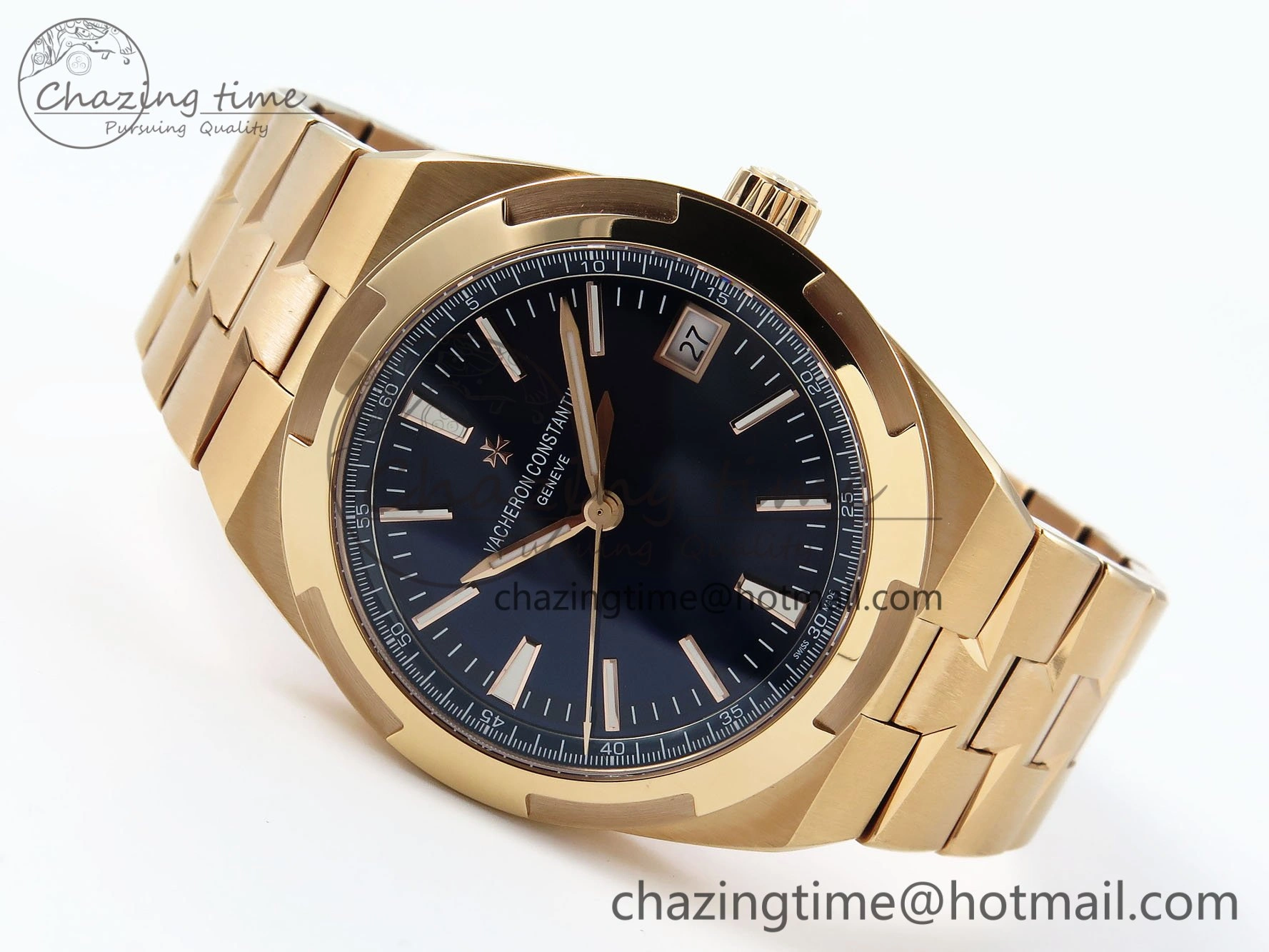 Overseas 4500V RG ZF 1:1 Best Edition Blue Dial on RG Bracelet A5100