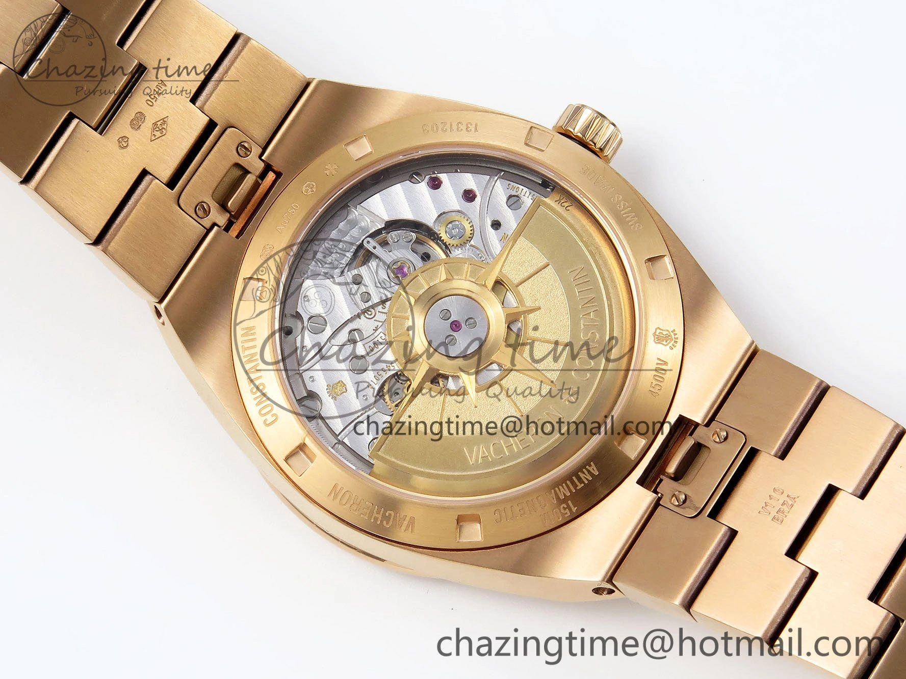 Overseas 4500V RG ZF 1:1 Best Edition Blue Dial on RG Bracelet A5100