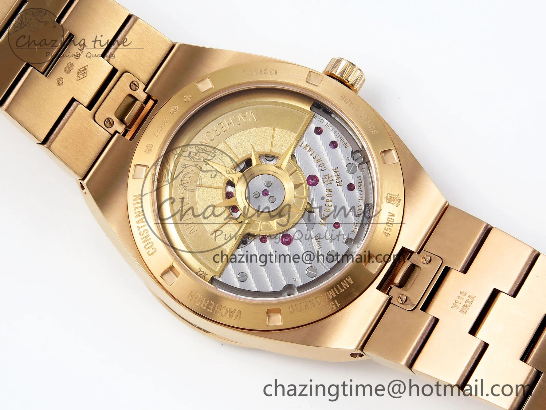 Overseas 4500V RG ZF 1:1 Best Edition Blue Dial on RG Bracelet A5100