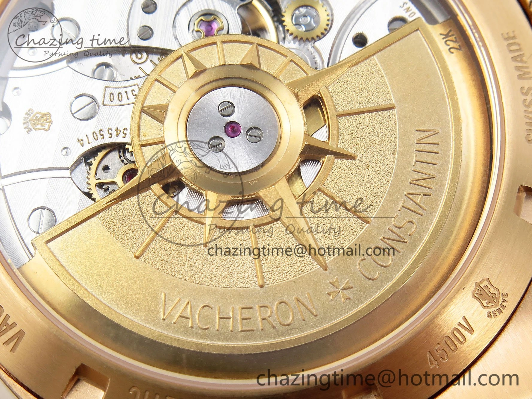 Overseas 4500V RG ZF 1:1 Best Edition Blue Dial on RG Bracelet A5100