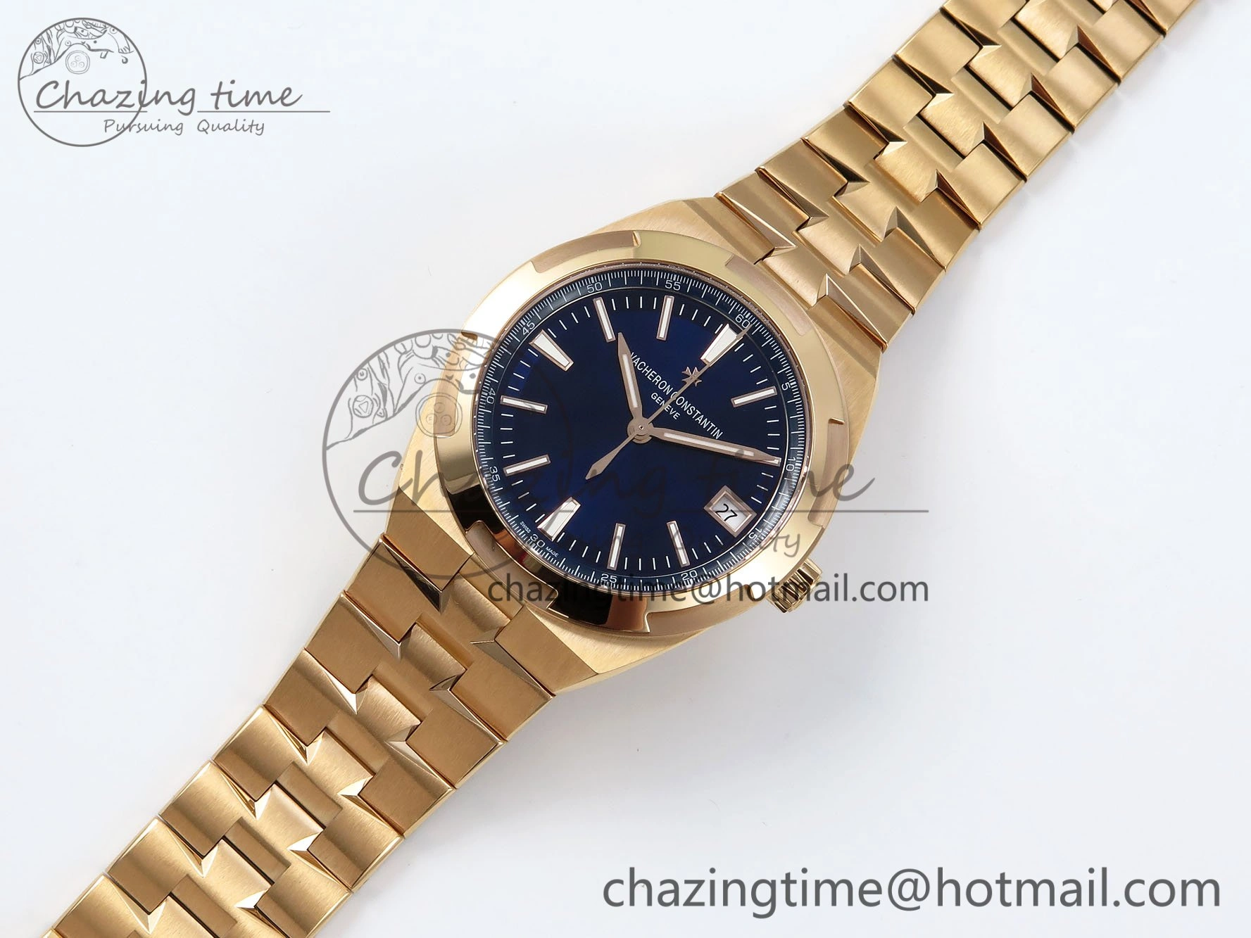 Overseas 4500V RG ZF 1:1 Best Edition Blue Dial on RG Bracelet A5100