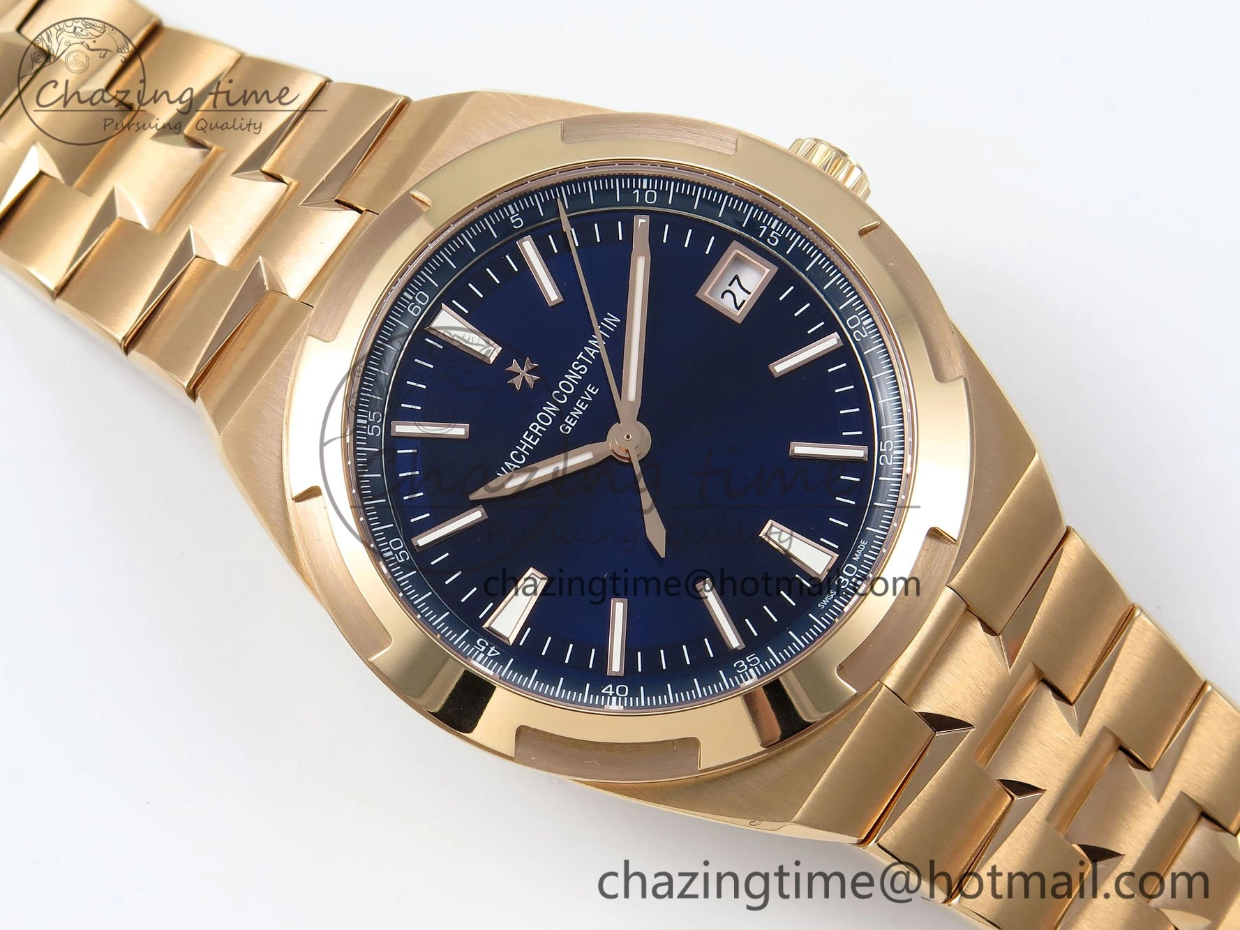 Overseas 4500V RG ZF 1:1 Best Edition Blue Dial on RG Bracelet A5100