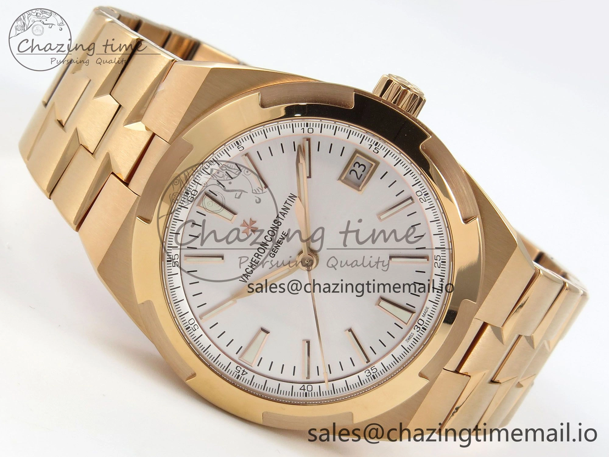 Overseas 4500V RG ZF 1:1 Best Edition White Dial on RG Bracelet A5100