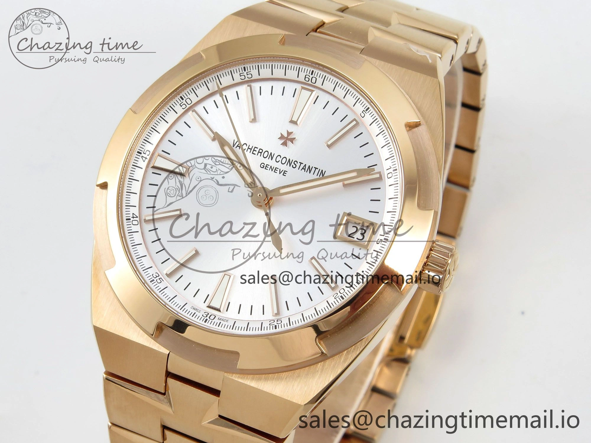 Overseas 4500V RG ZF 1:1 Best Edition White Dial on RG Bracelet A5100