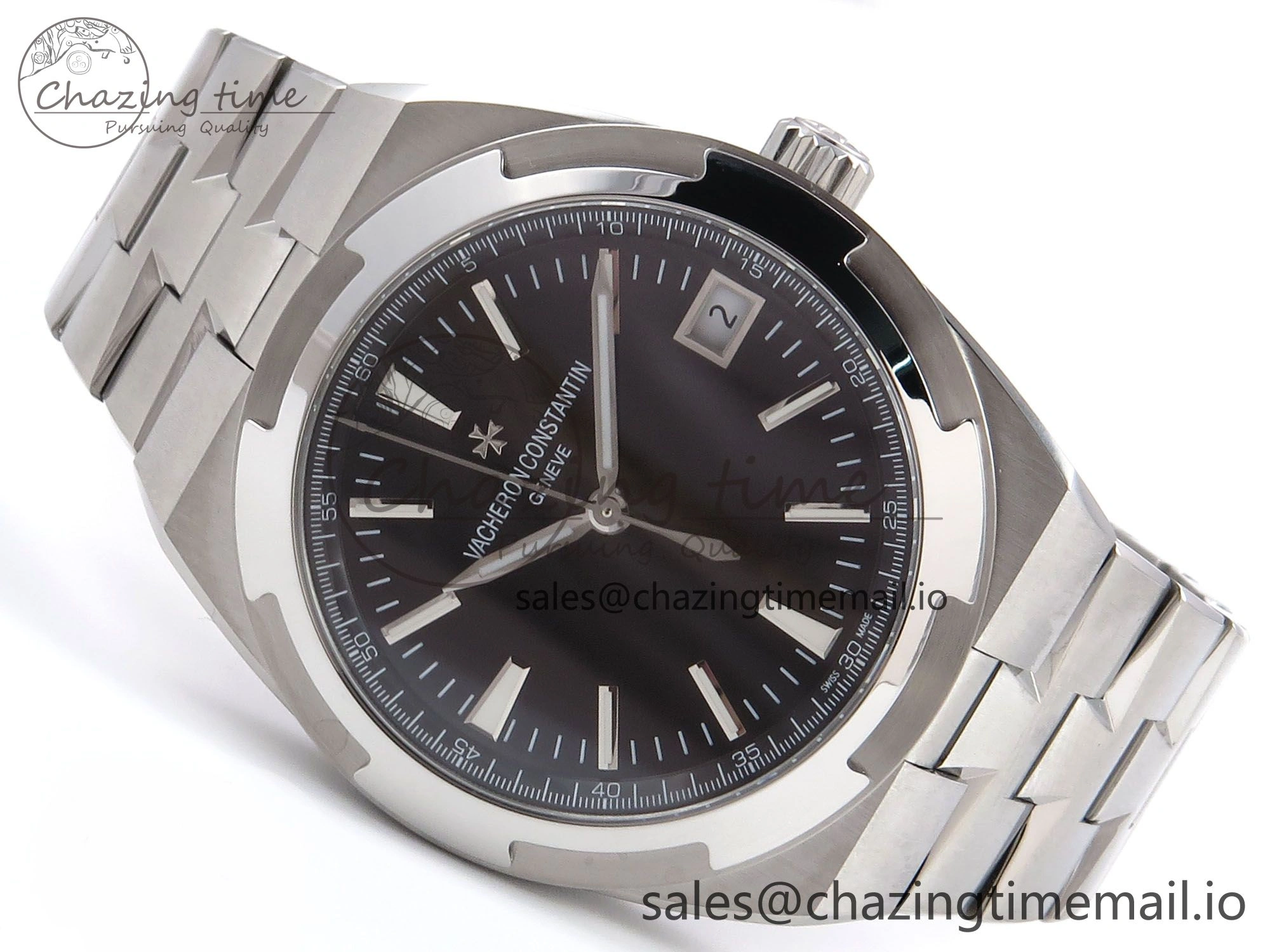 Overseas 4500V SS 8F 1:1 Best Edition Black Dial on SS Bracelet A5100