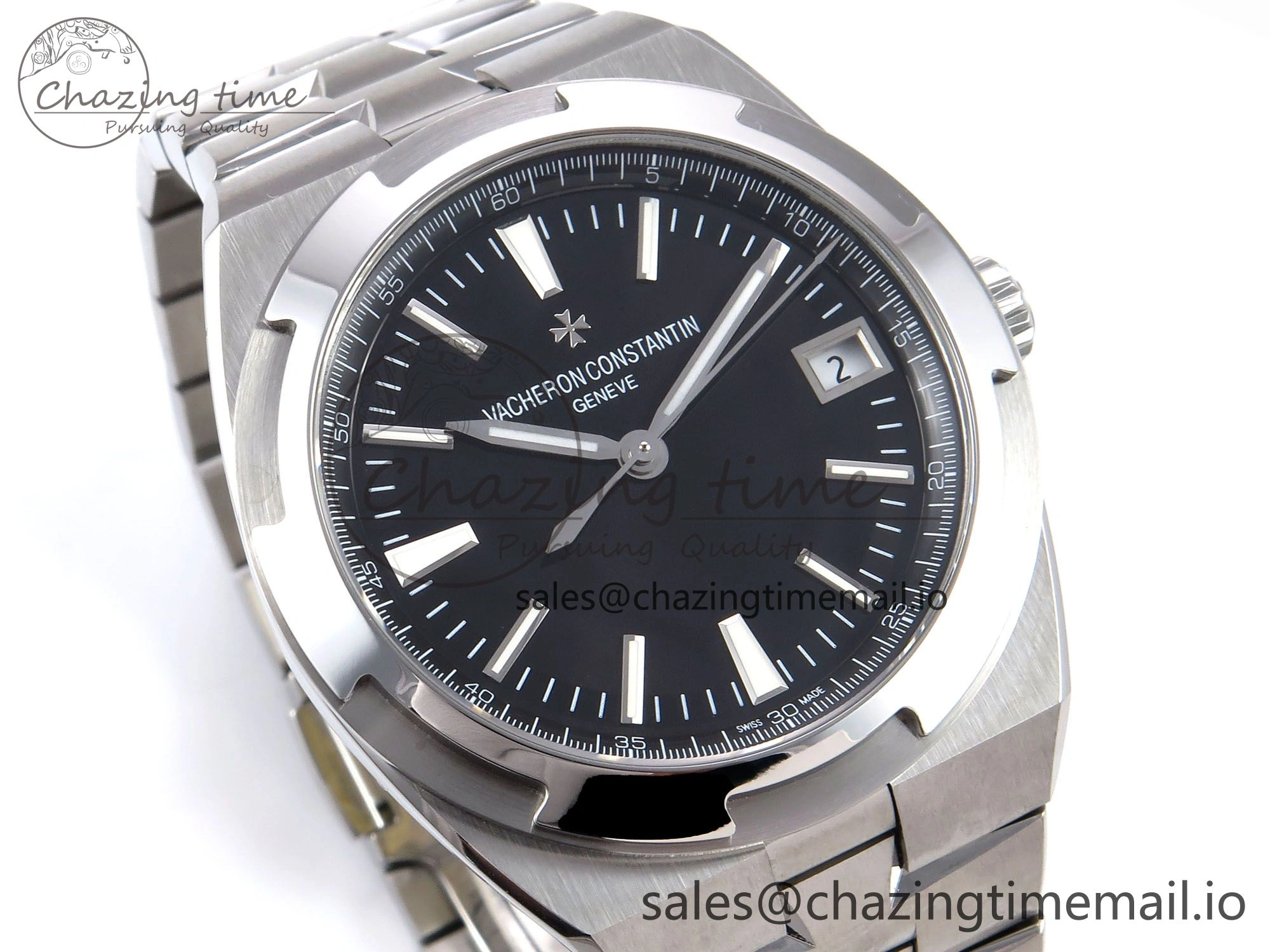 Overseas 4500V SS 8F 1:1 Best Edition Black Dial on SS Bracelet A5100