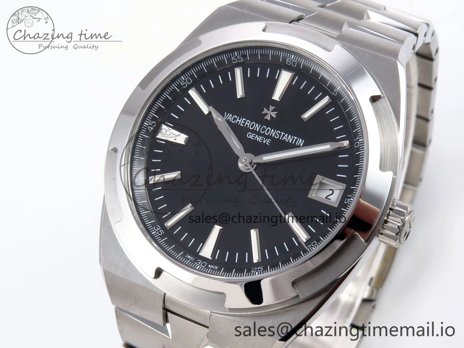 Overseas 4500V SS 8F 1:1 Best Edition Black Dial on SS Bracelet A5100