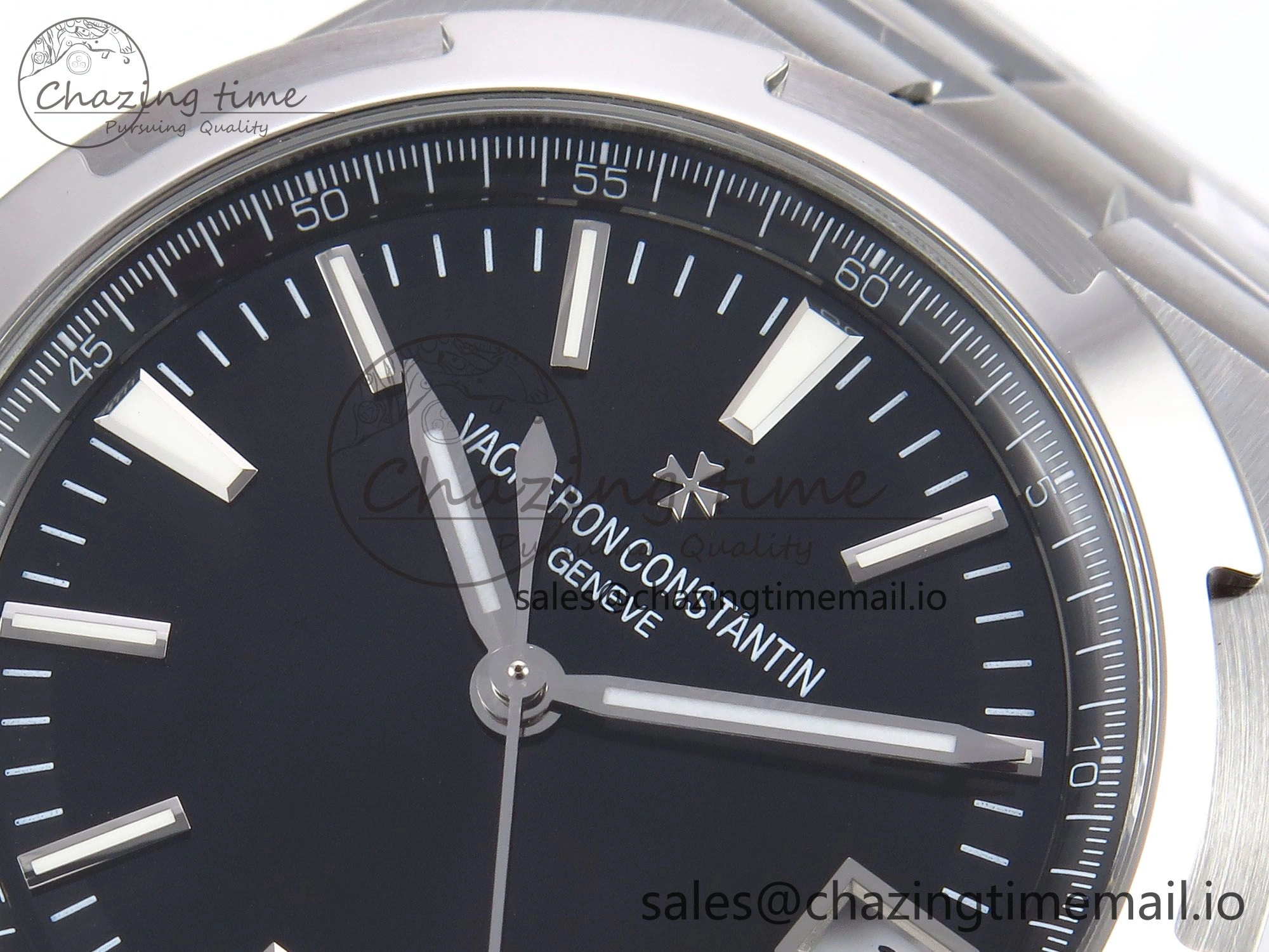 Overseas 4500V SS 8F 1:1 Best Edition Black Dial on SS Bracelet A5100