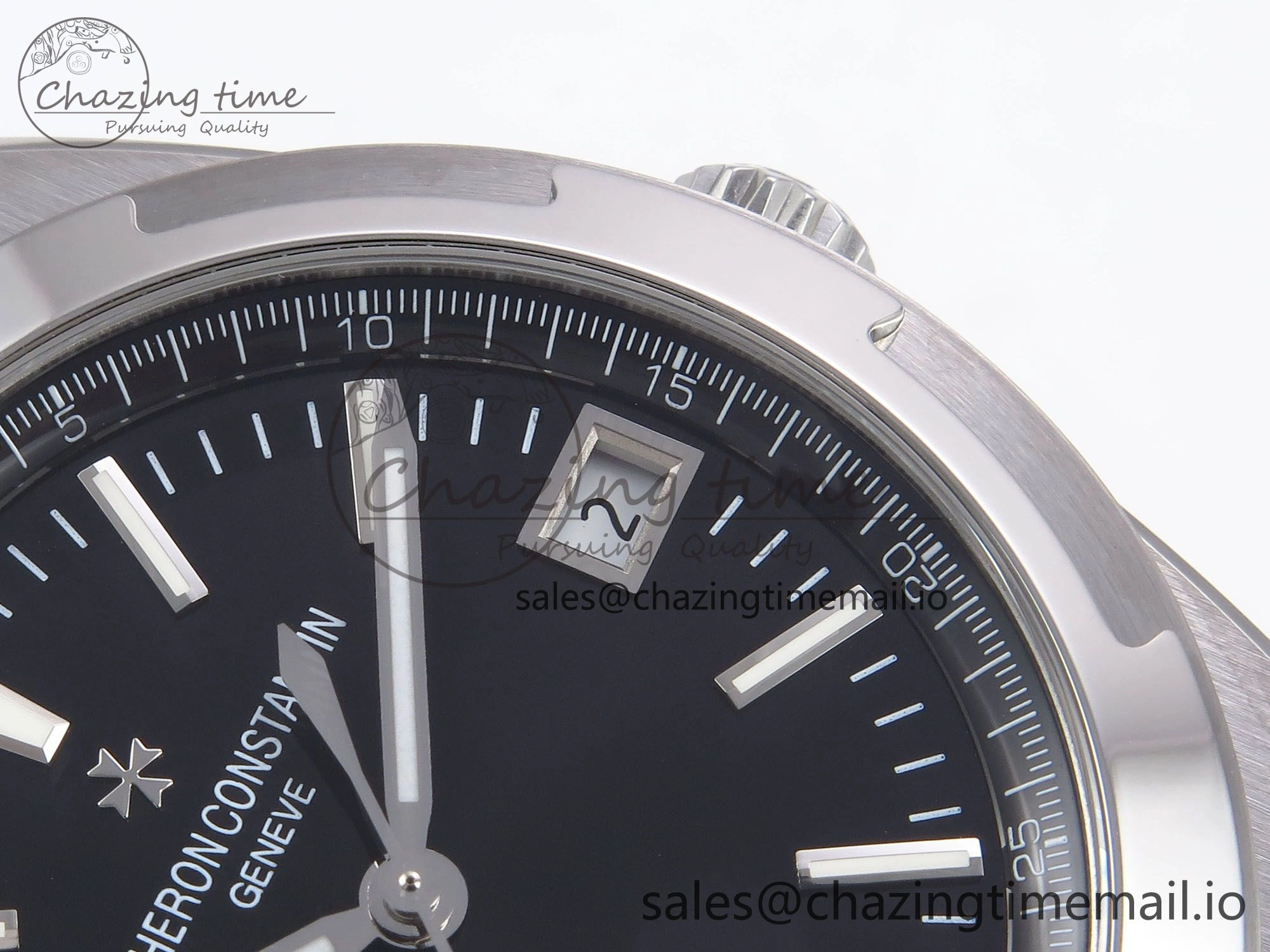 Overseas 4500V SS 8F 1:1 Best Edition Black Dial on SS Bracelet A5100