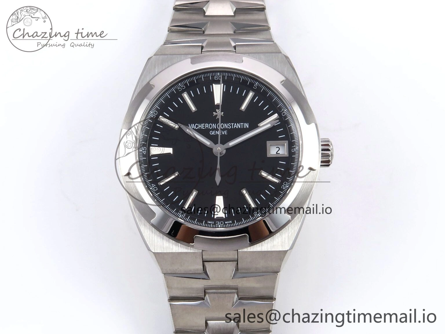 Overseas 4500V SS 8F 1:1 Best Edition Black Dial on SS Bracelet A5100