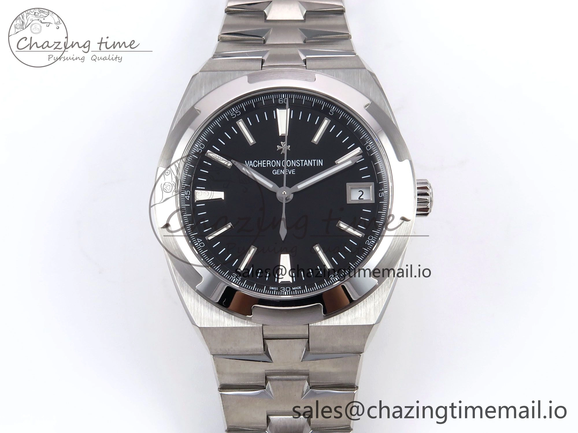 Overseas 4500V SS 8F 1:1 Best Edition Black Dial on SS Bracelet A5100
