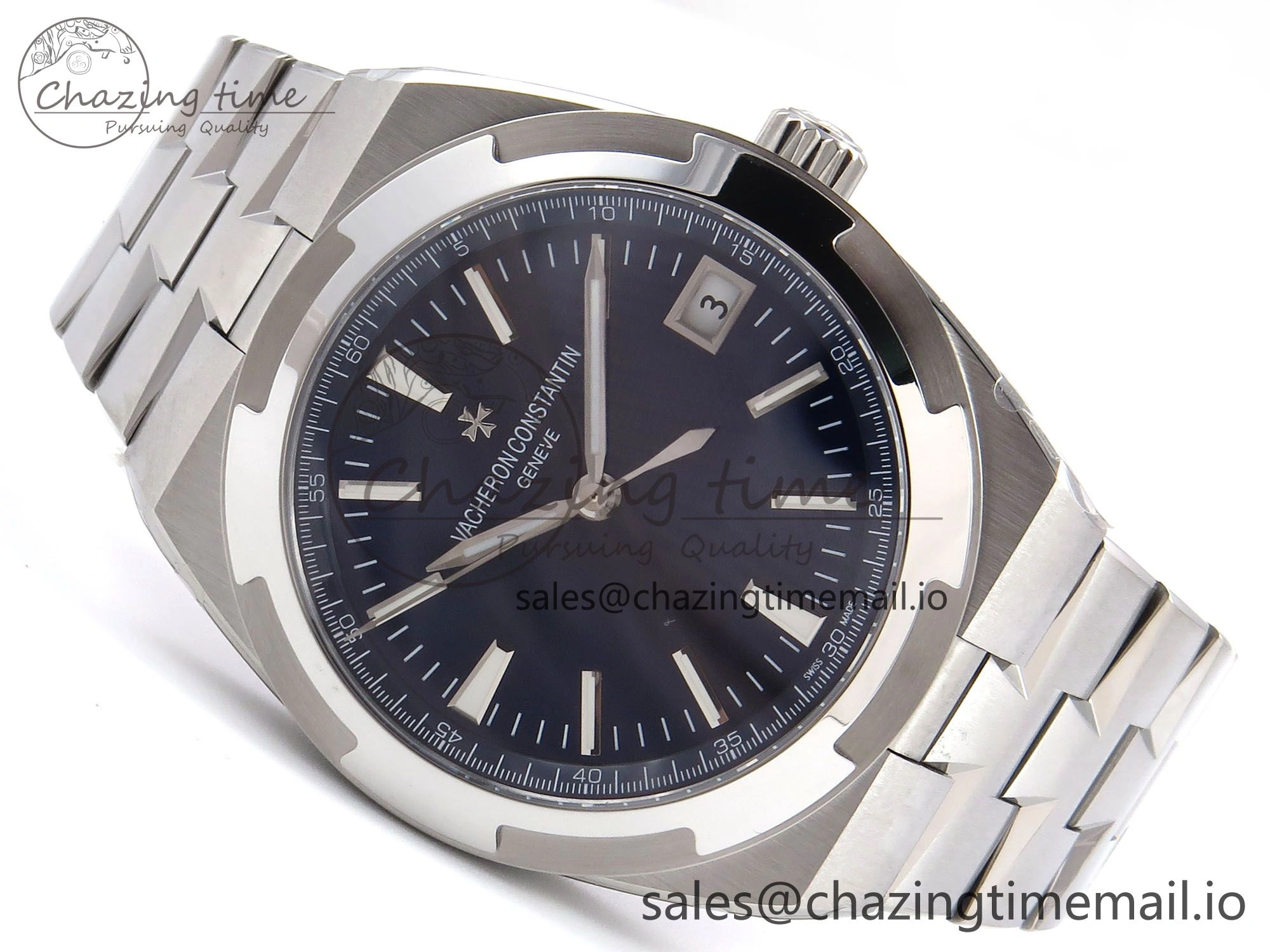 Overseas 4500V SS 8F 1:1 Best Edition Blue Dial on SS Bracelet A5100