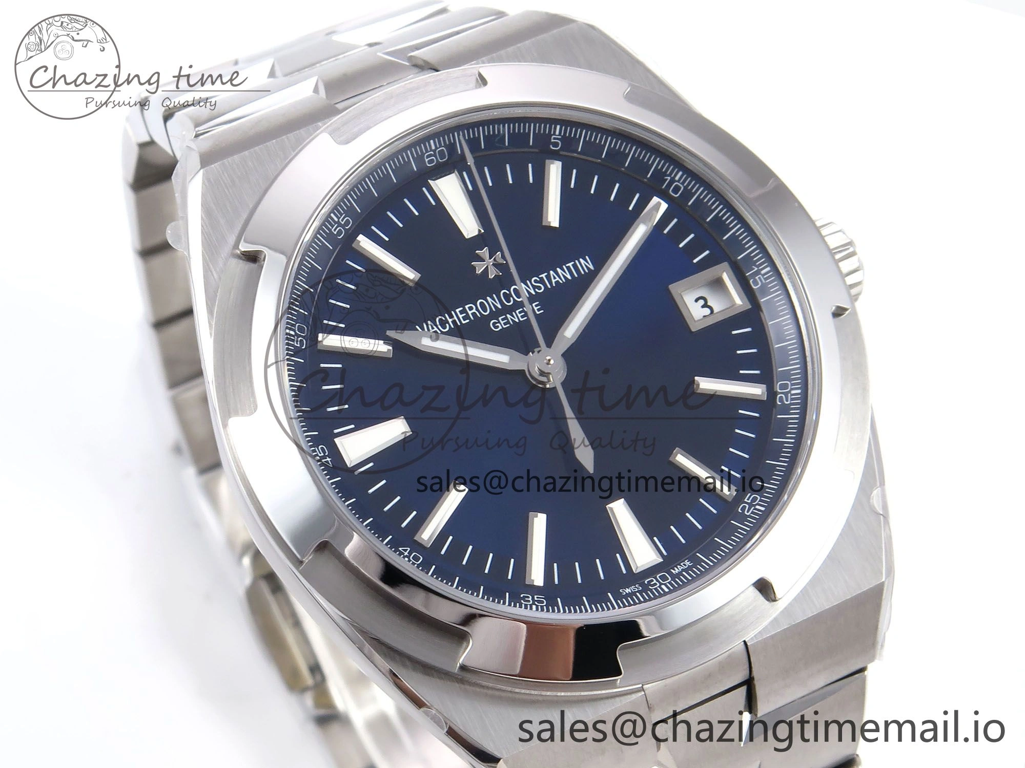 Overseas 4500V SS 8F 1:1 Best Edition Blue Dial on SS Bracelet A5100