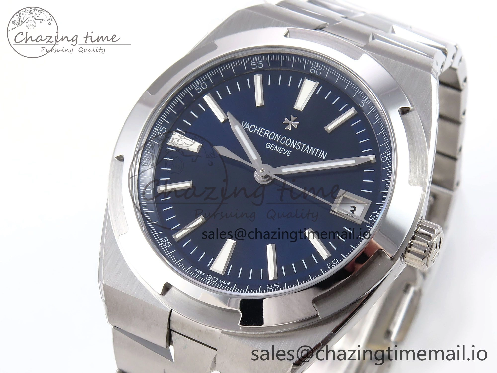 Overseas 4500V SS 8F 1:1 Best Edition Blue Dial on SS Bracelet A5100