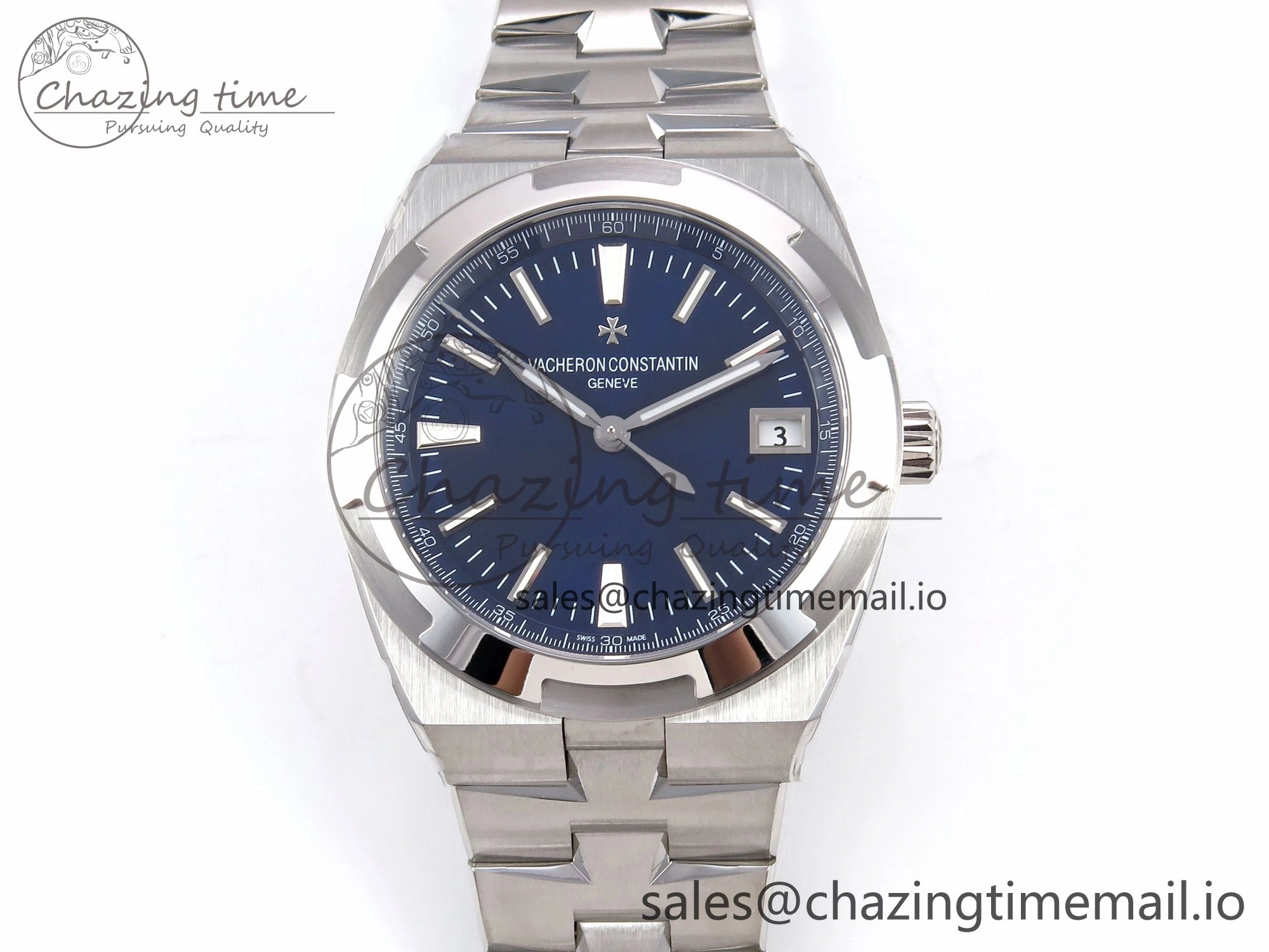 Overseas 4500V SS 8F 1:1 Best Edition Blue Dial on SS Bracelet A5100