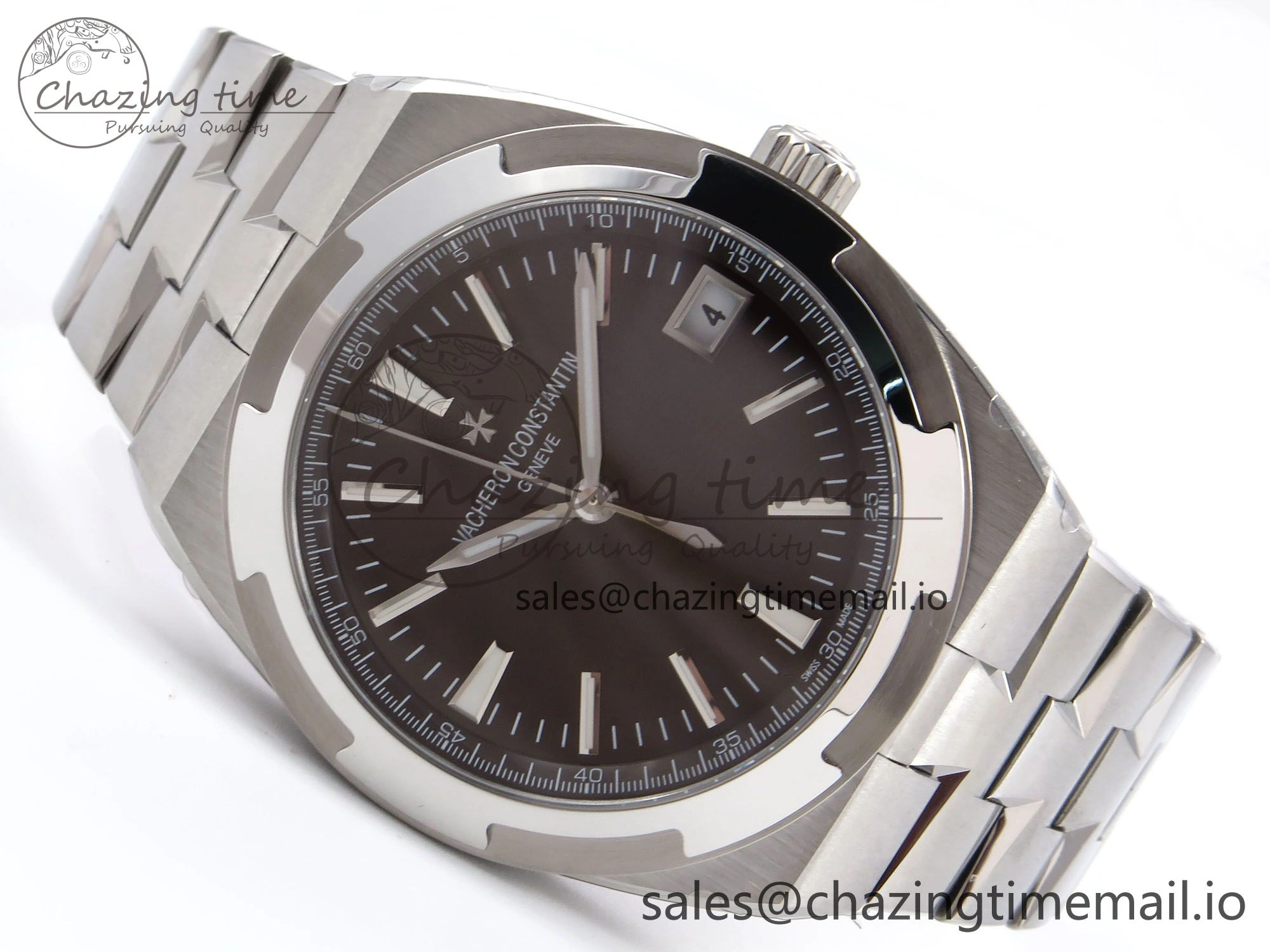 Overseas 4500V SS 8F 1:1 Best Edition Brown Dial on SS Bracelet A5100