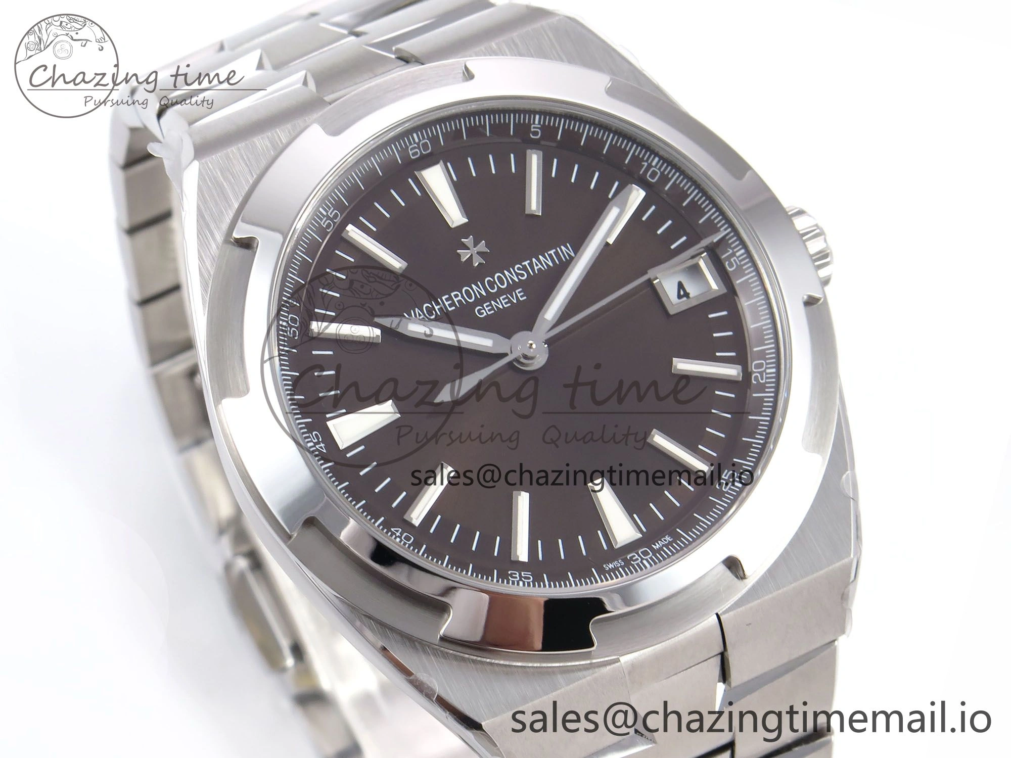 Overseas 4500V SS 8F 1:1 Best Edition Brown Dial on SS Bracelet A5100