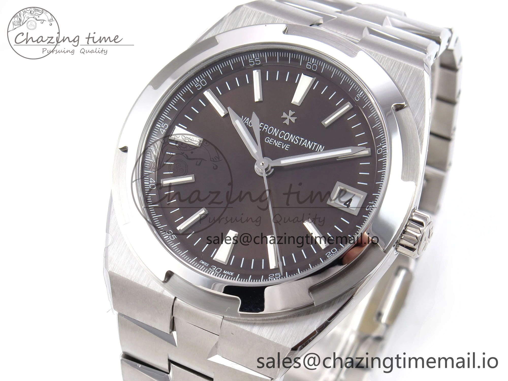 Overseas 4500V SS 8F 1:1 Best Edition Brown Dial on SS Bracelet A5100