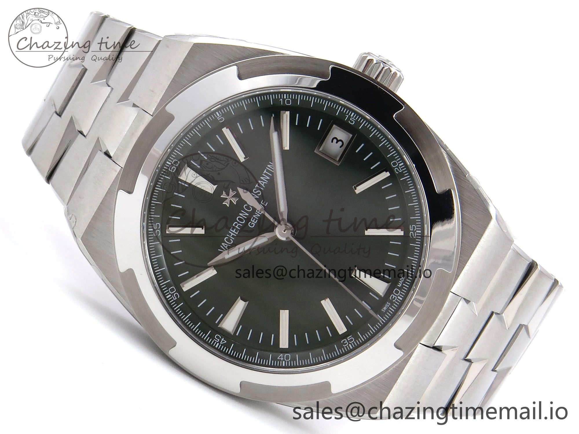 Overseas 4500V SS 8F 1:1 Best Edition Green Dial on SS Bracelet A5100