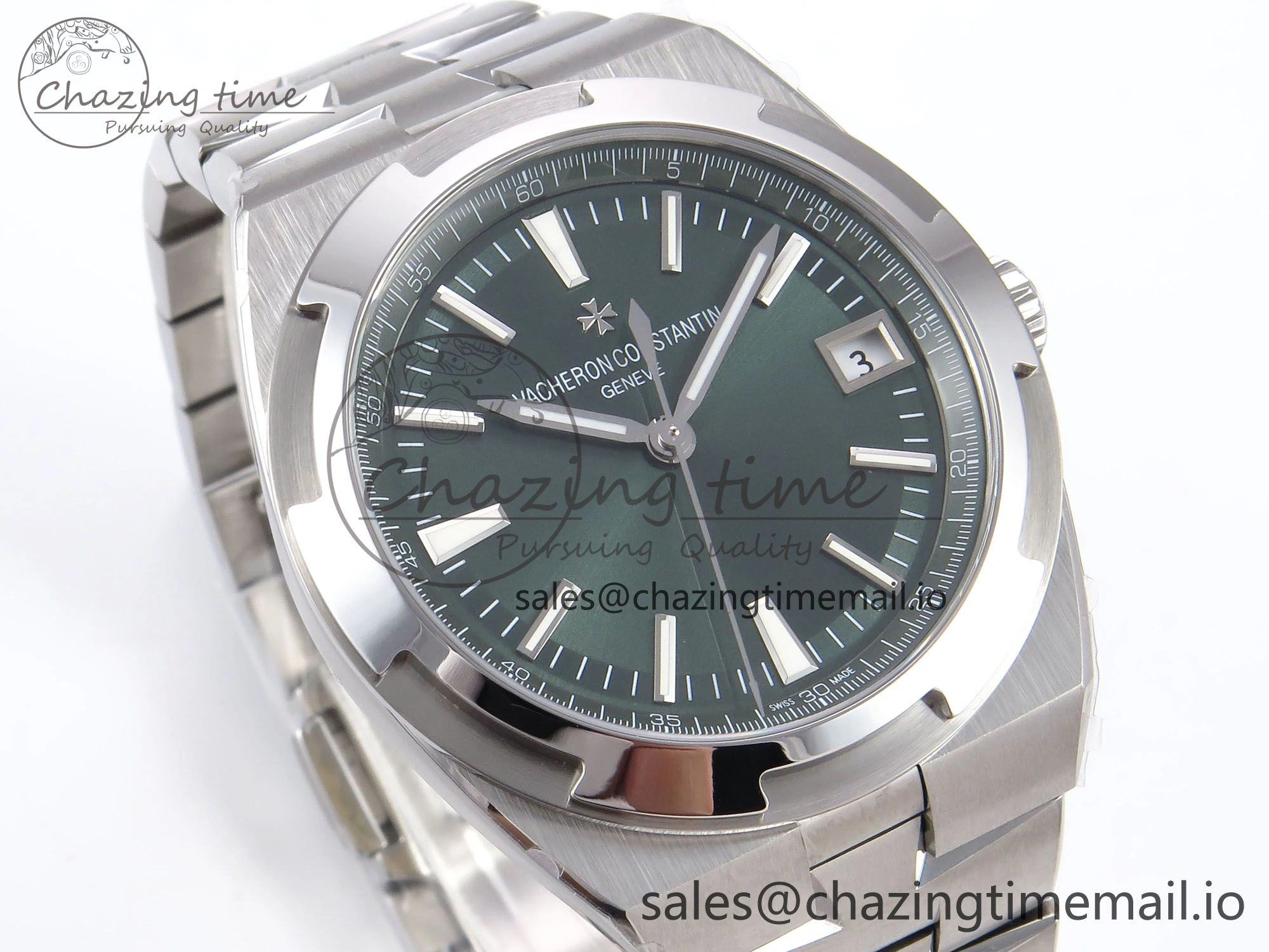 Overseas 4500V SS 8F 1:1 Best Edition Green Dial on SS Bracelet A5100