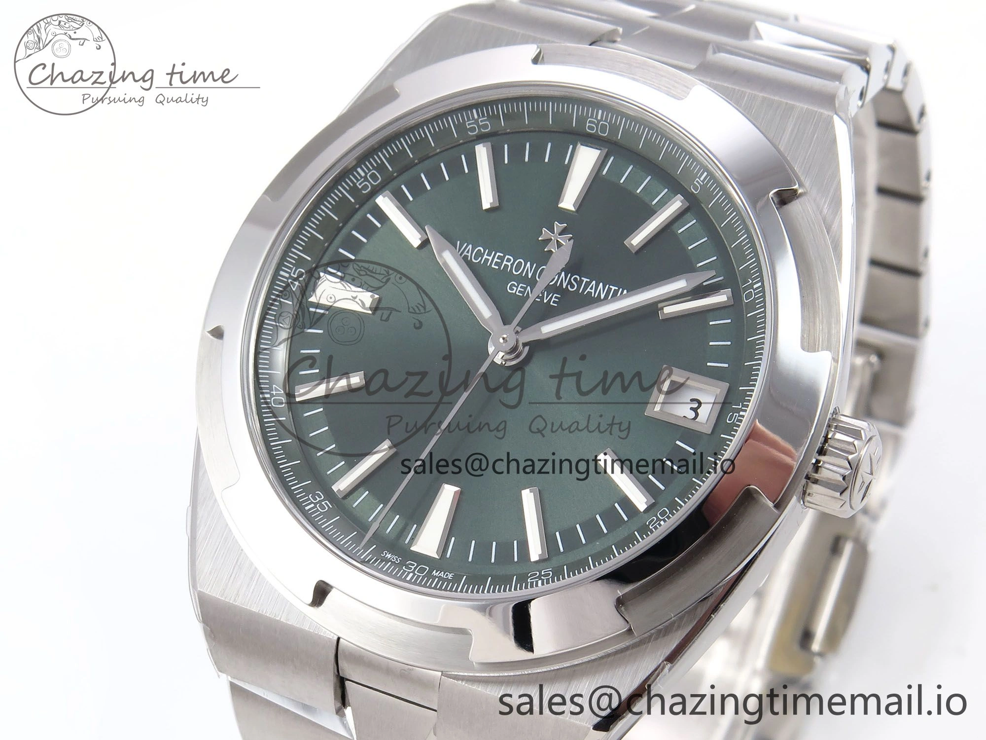 Overseas 4500V SS 8F 1:1 Best Edition Green Dial on SS Bracelet A5100