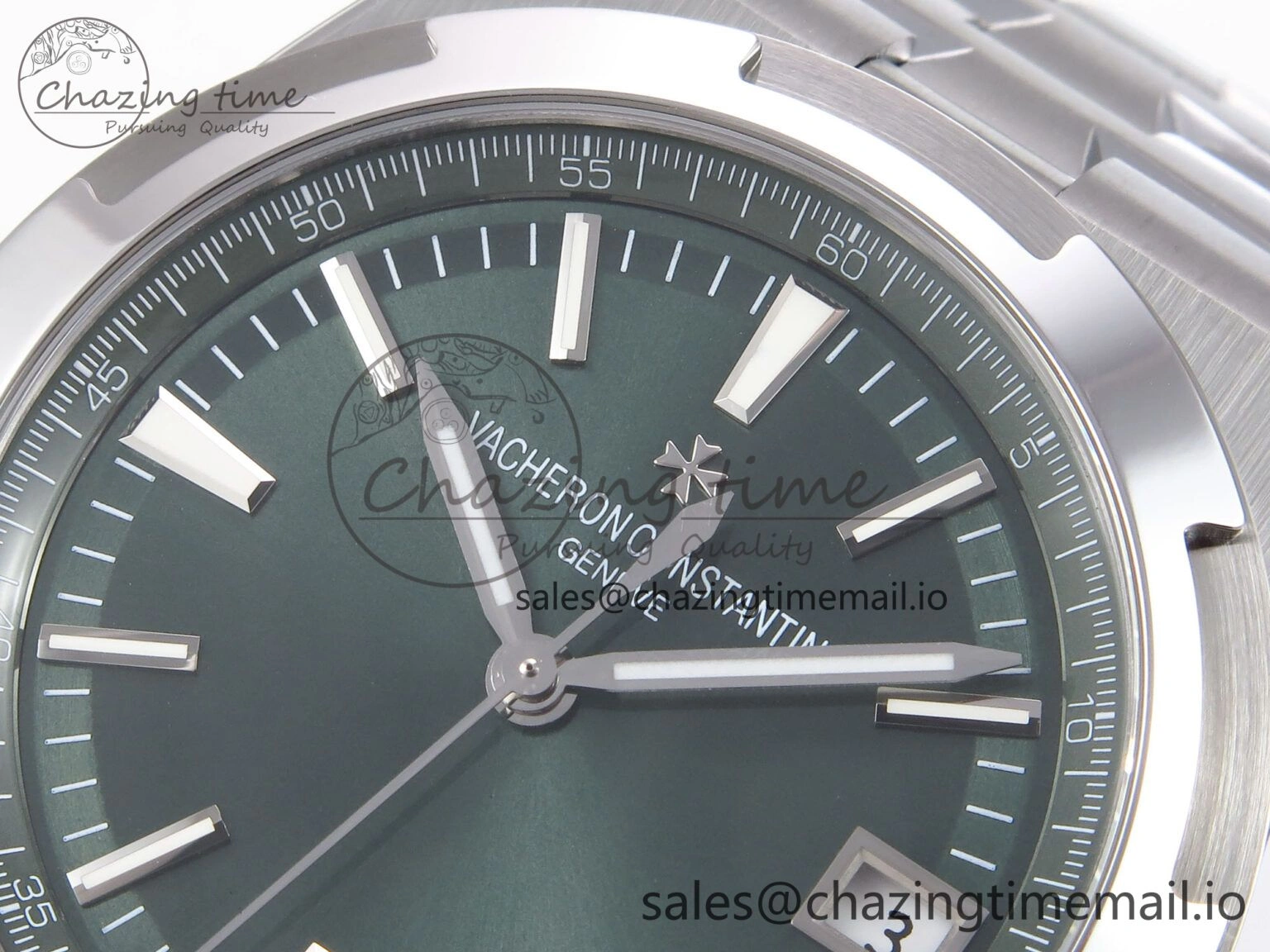 Overseas 4500V SS 8F 1:1 Best Edition Green Dial on SS Bracelet A5100