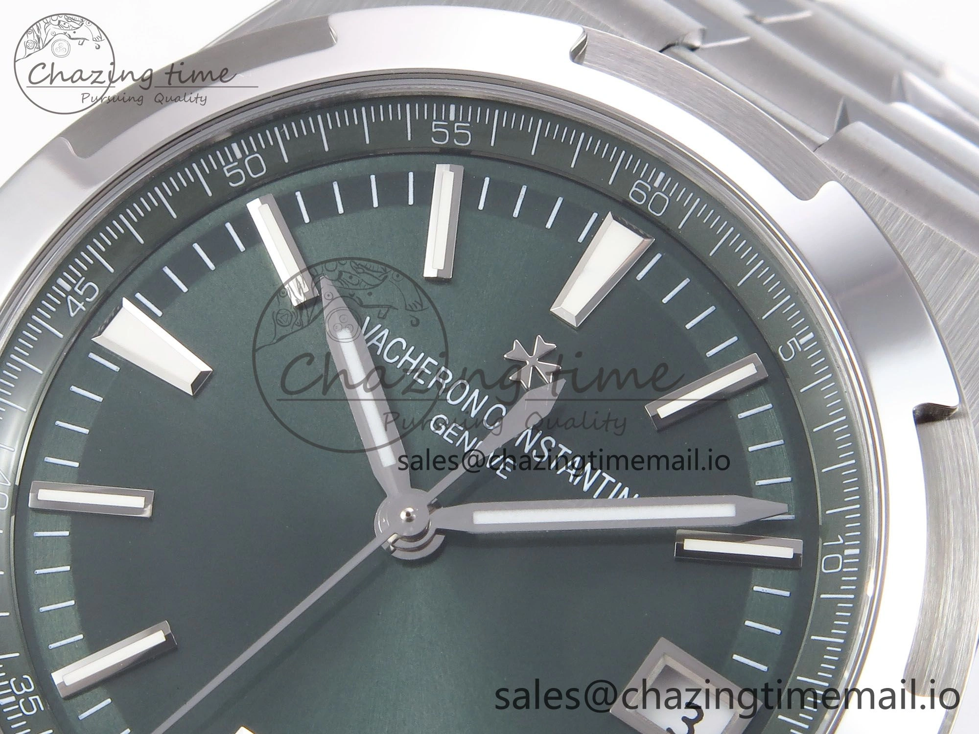 Overseas 4500V SS 8F 1:1 Best Edition Green Dial on SS Bracelet A5100