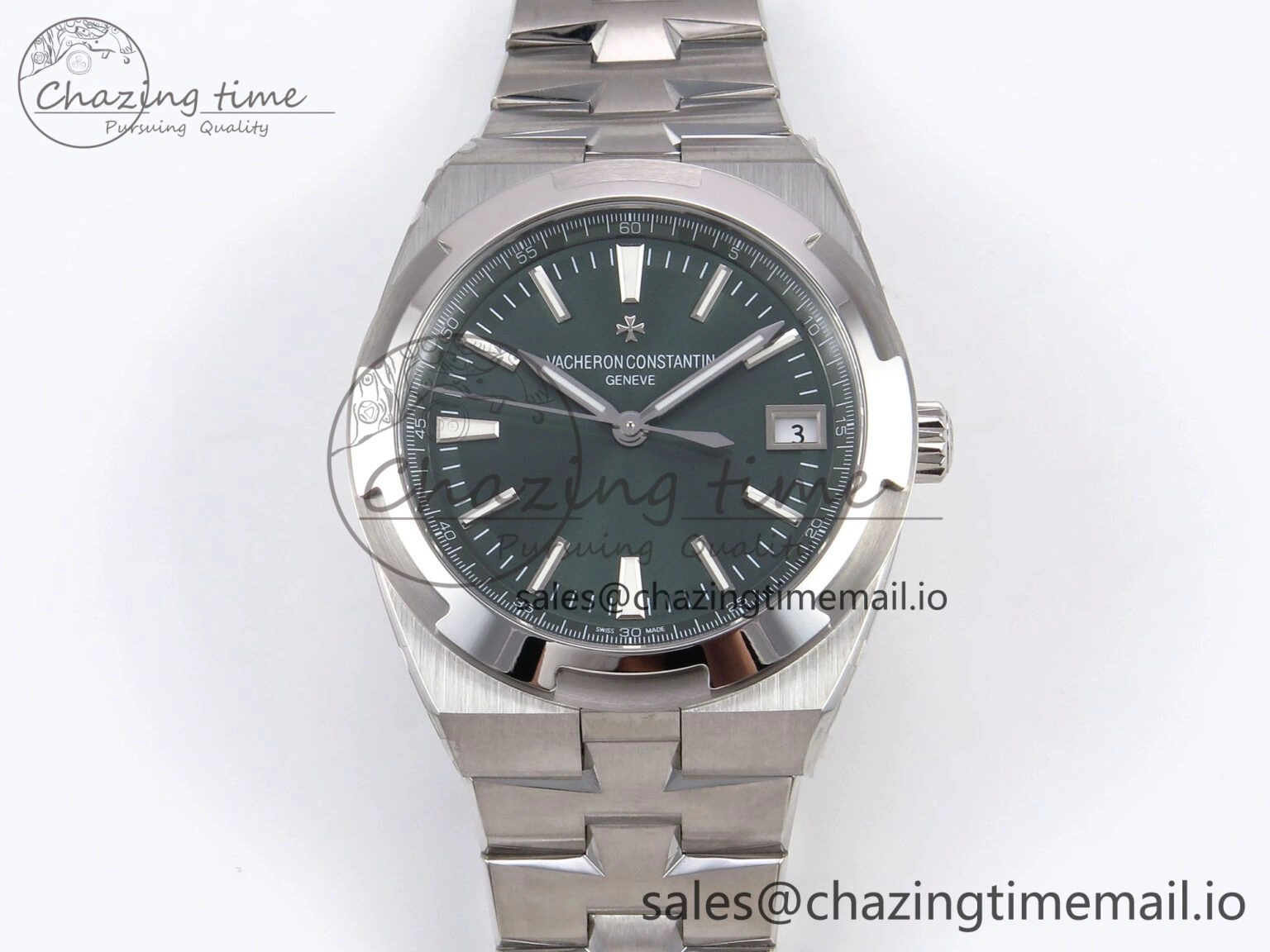 Overseas 4500V SS 8F 1:1 Best Edition Green Dial on SS Bracelet A5100