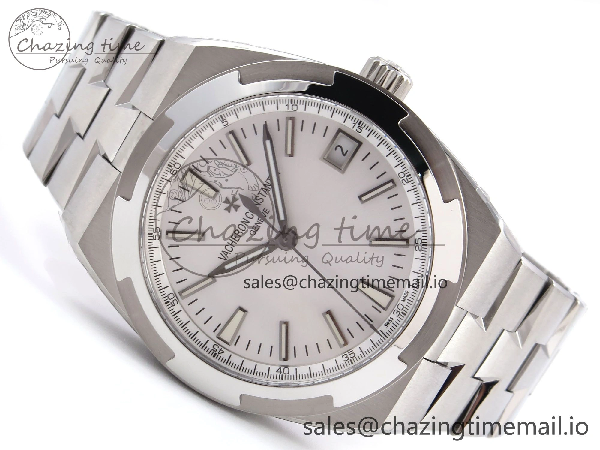 Overseas 4500V SS 8F 1:1 Best Edition White Dial on SS Bracelet A5100