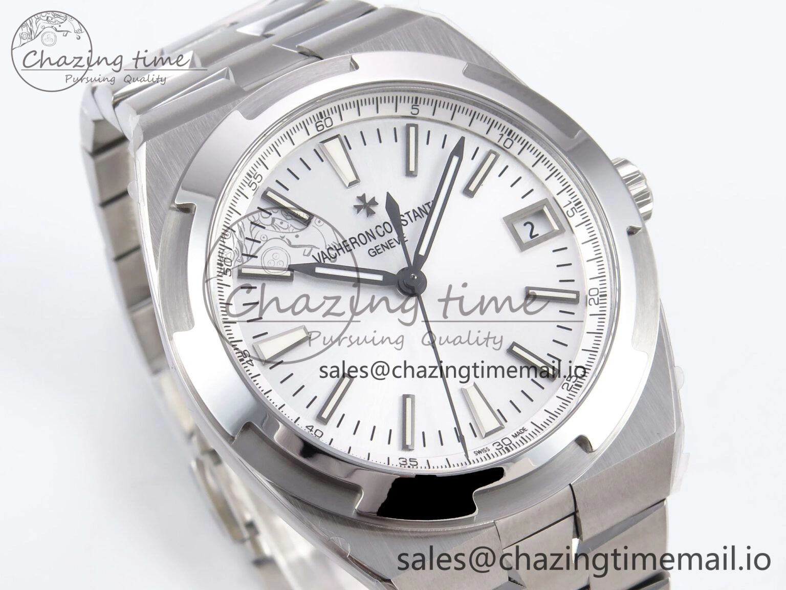 Overseas 4500V SS 8F 1:1 Best Edition White Dial on SS Bracelet A5100