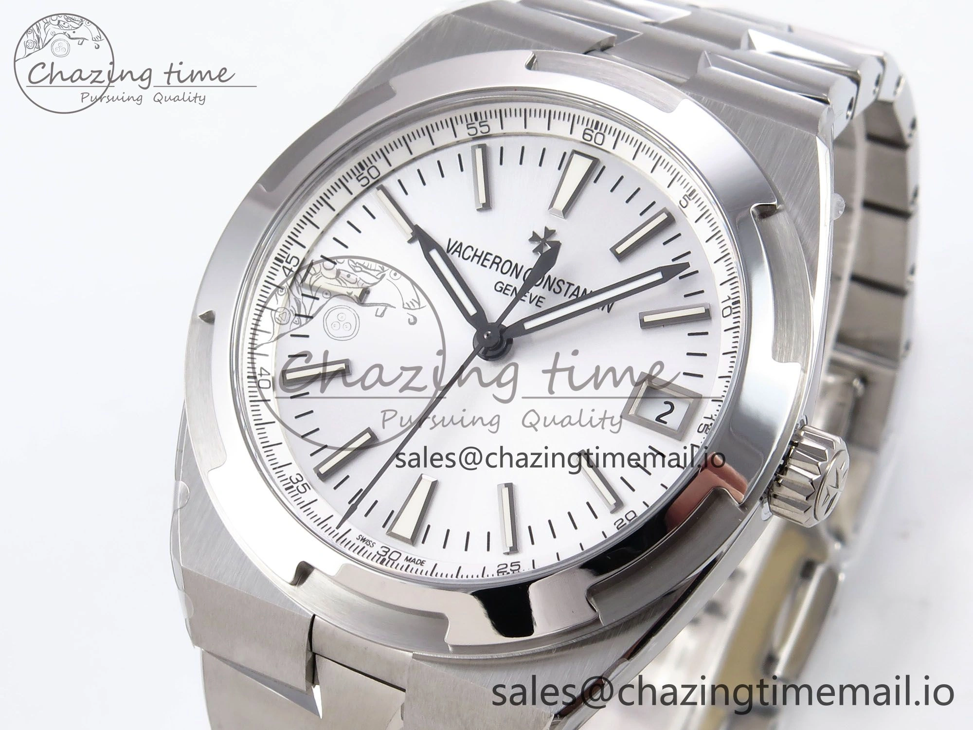 Overseas 4500V SS 8F 1:1 Best Edition White Dial on SS Bracelet A5100