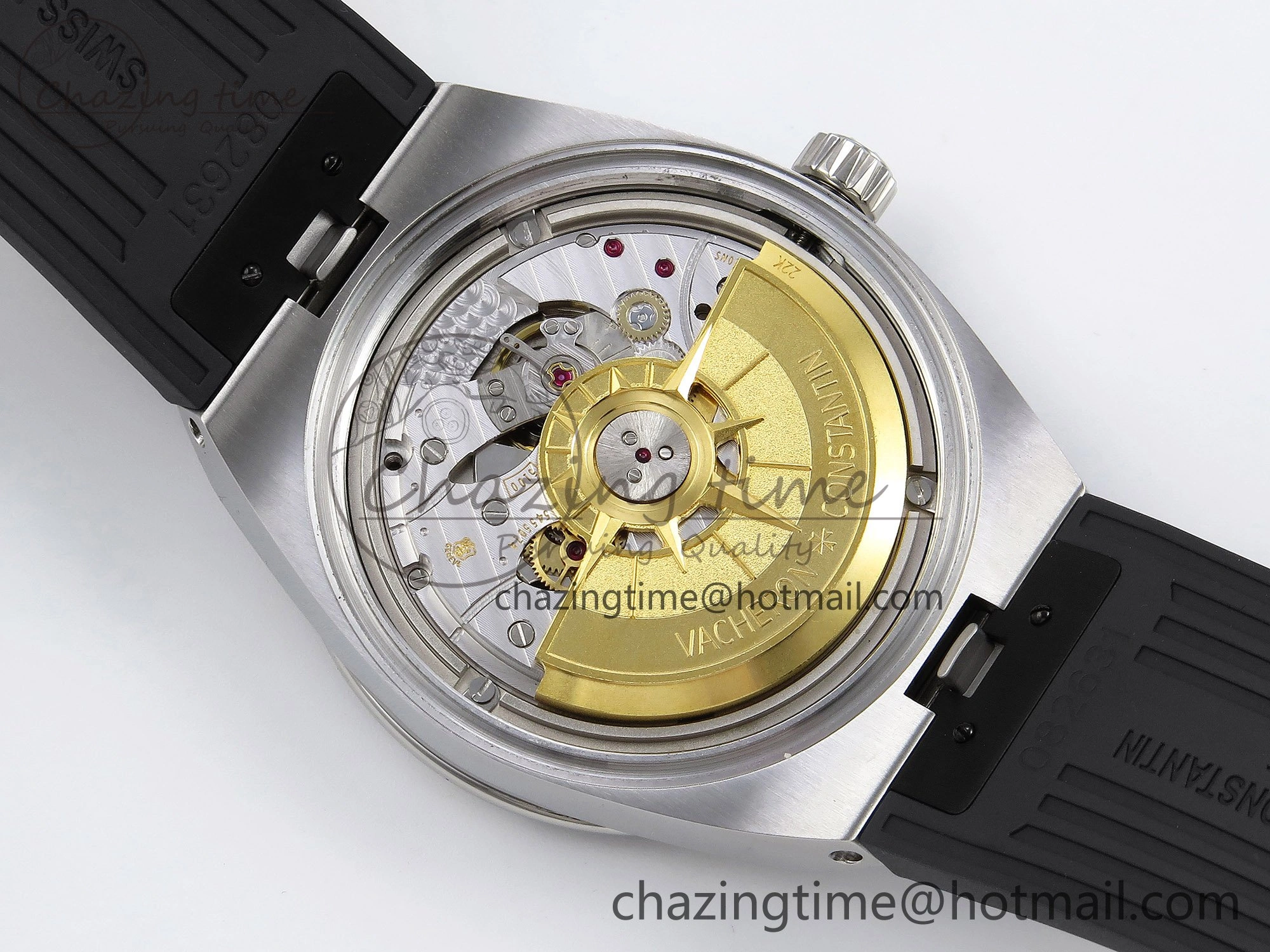Overseas 4500V SS MKSF 1:1 Best Edition Black Dial on Black Rubber Strap A5100
