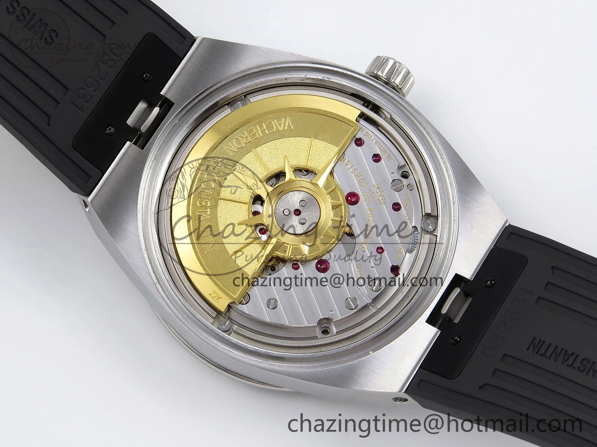 Overseas 4500V SS MKSF 1:1 Best Edition Black Dial on Black Rubber Strap A5100