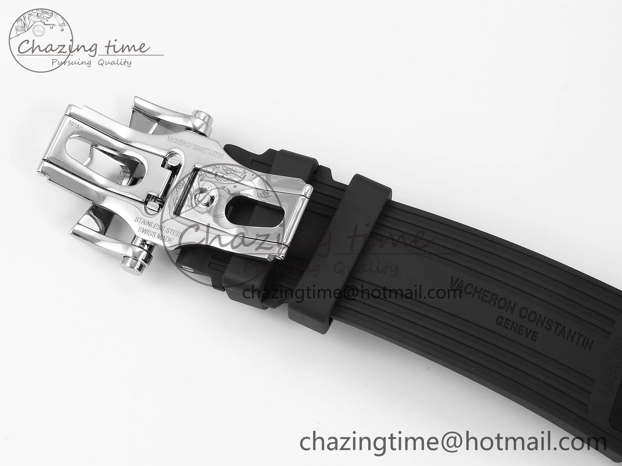 Overseas 4500V SS MKSF 1:1 Best Edition Black Dial on Black Rubber Strap A5100