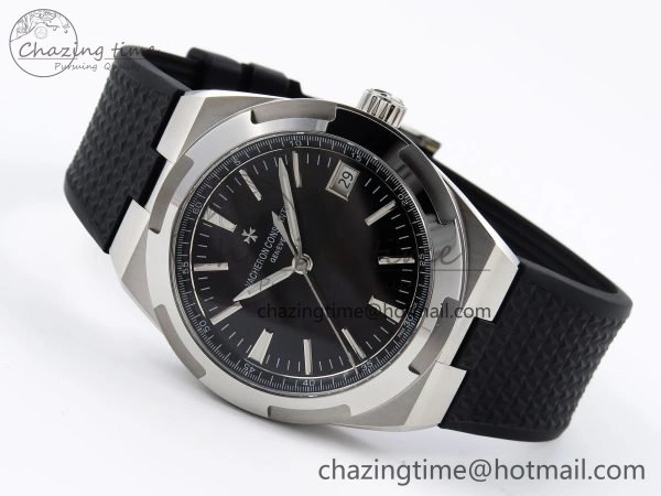 Overseas 4500V SS MKSF 1:1 Best Edition Black Dial on Black Rubber Strap A5100