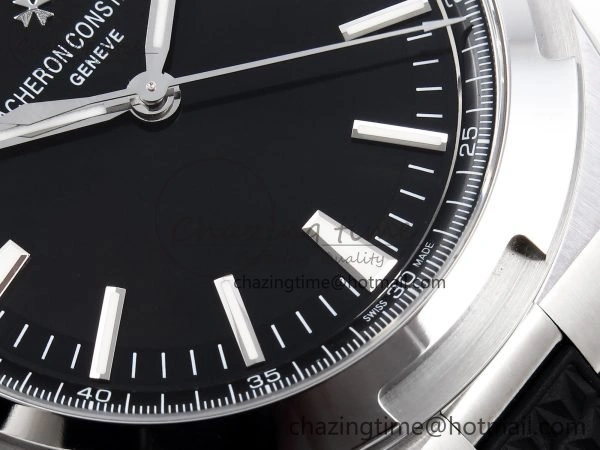 Overseas 4500V SS MKSF 1:1 Best Edition Black Dial on Black Rubber Strap A5100