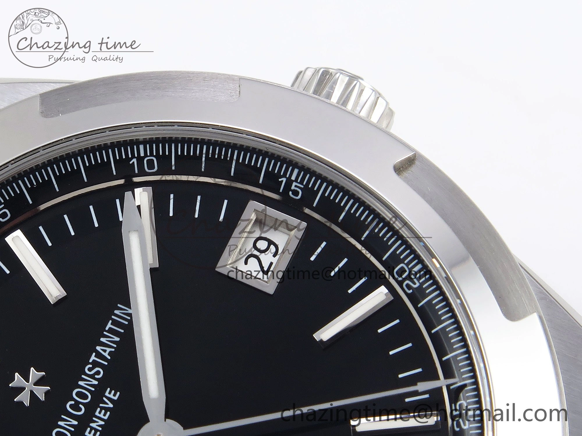 Overseas 4500V SS MKSF 1:1 Best Edition Black Dial on Black Rubber Strap A5100