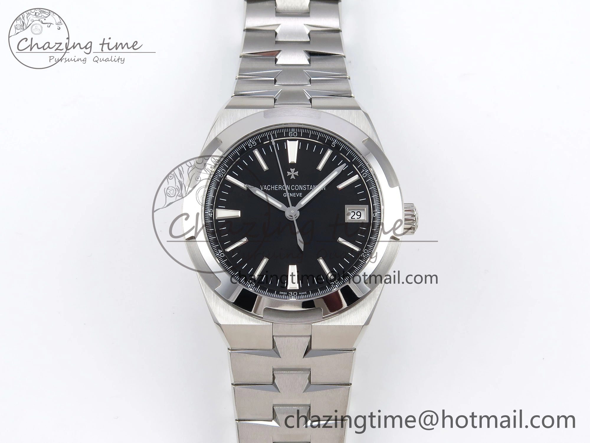 Overseas 4500V SS MKSF 1:1 Best Edition Black Dial on SS Bracelet A5100
